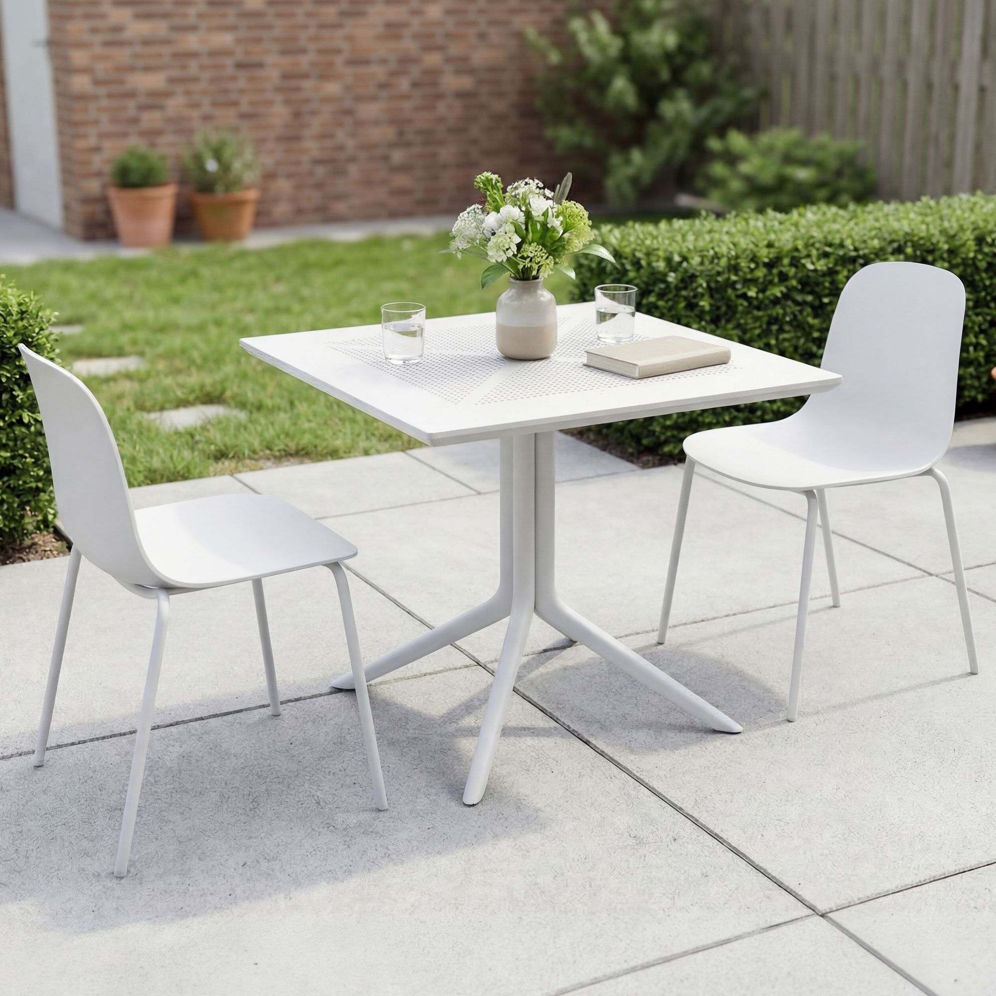 Gartenmöbel-Set Zeron mit 2 Stühlen, weiß