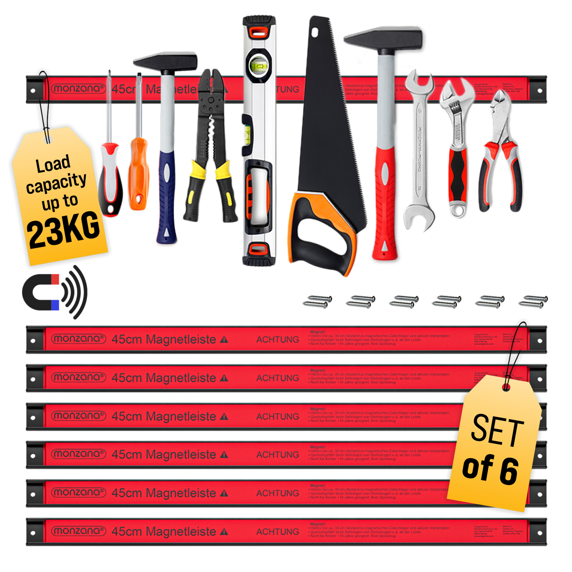 Magnetleiste 6er-Set 45cm inkl Montagematerial