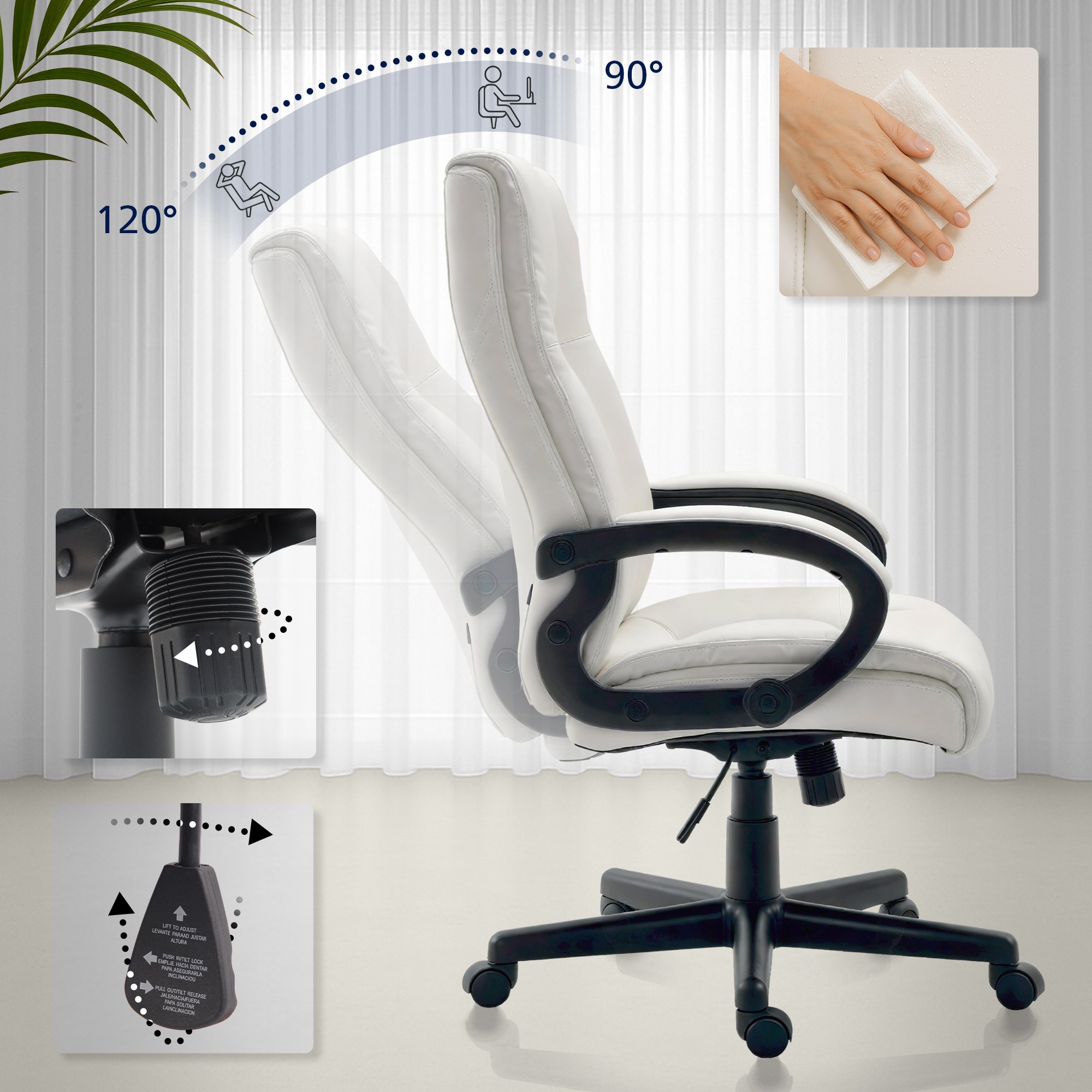 Bürostuhl XL Sparta Kunstleder, weiß