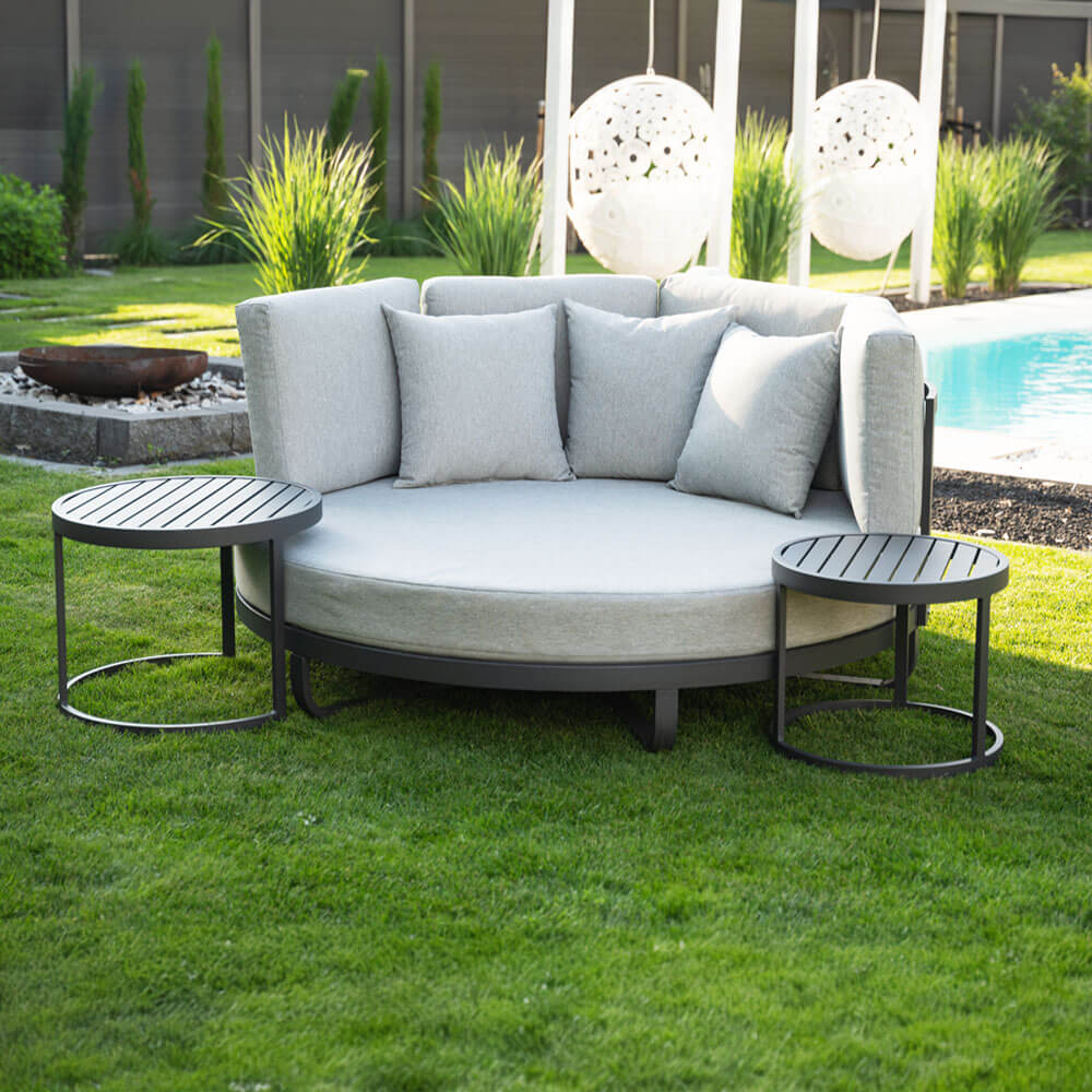 Daybed Outdoor FLORIDA inkl. Beistelltische - Grau