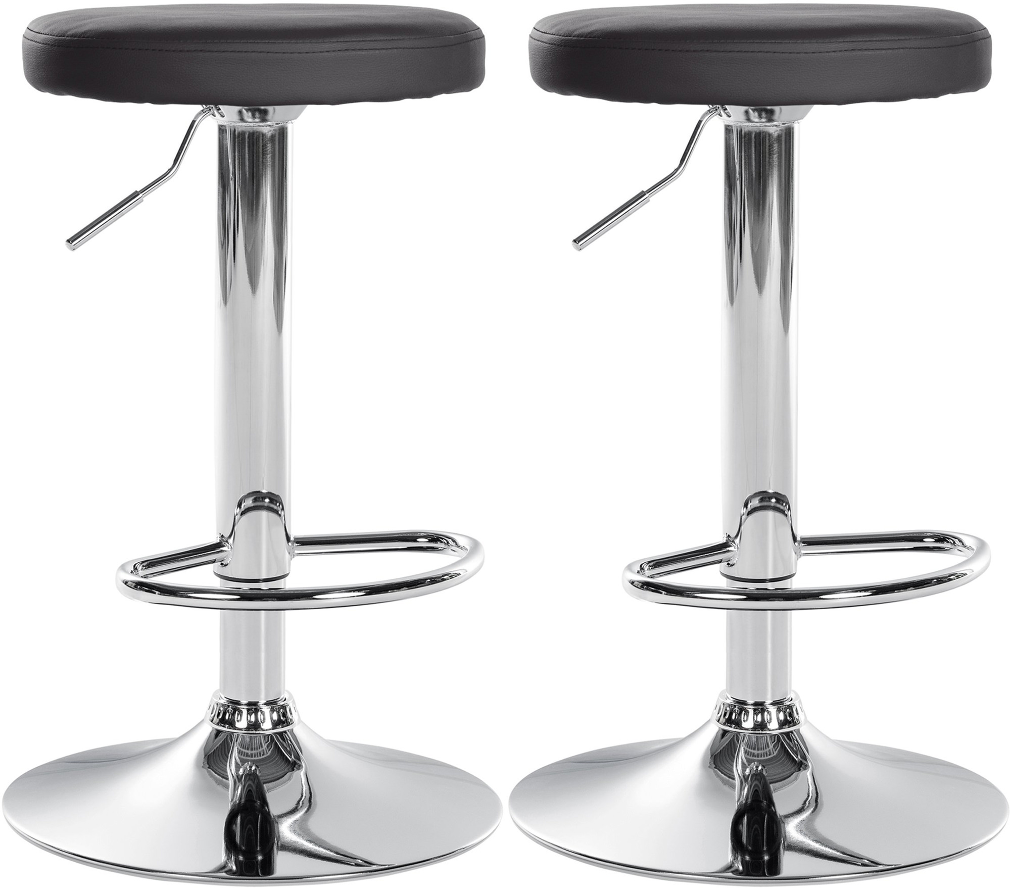 2er Set Barhocker Ponte Kunstleder chrom, schwarz