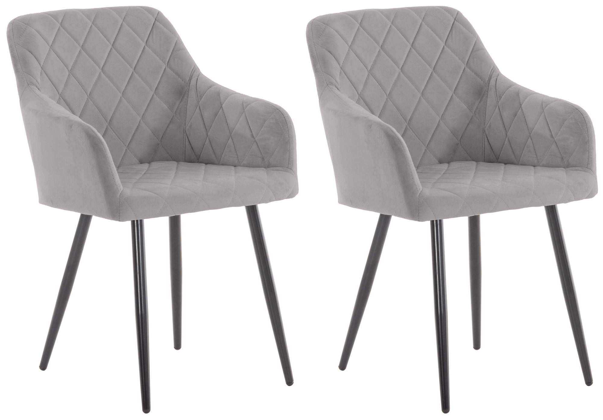 2er Set Esszimmerstuhl Shila Samt, grau