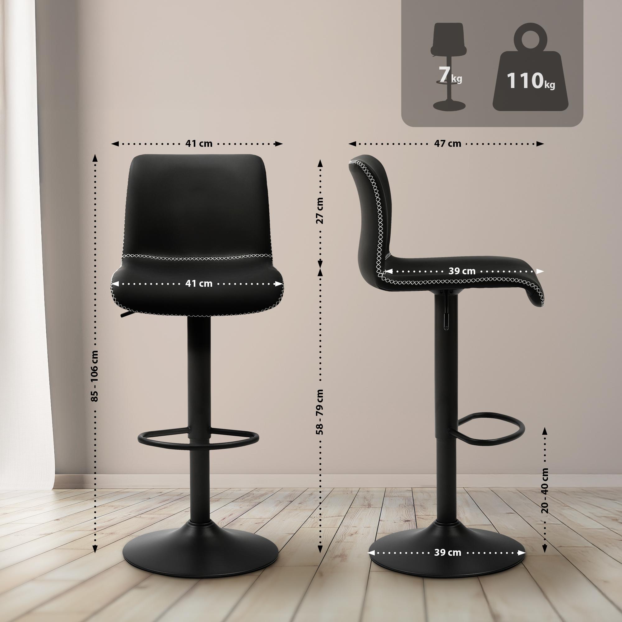 Barhocker Henchy Kunstleder, schwarz