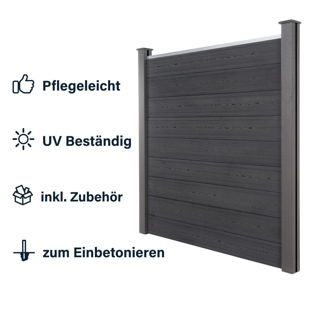 WPC Sichtschutzzaun CALLADO - 4 x Element + 5 x Pfosten