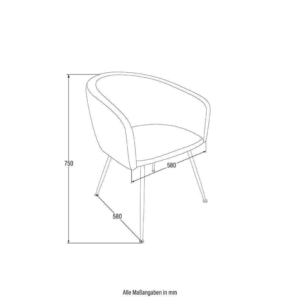 Esszimmerstuhl Samt mit Armlehne ARIA - 1er Set Beige