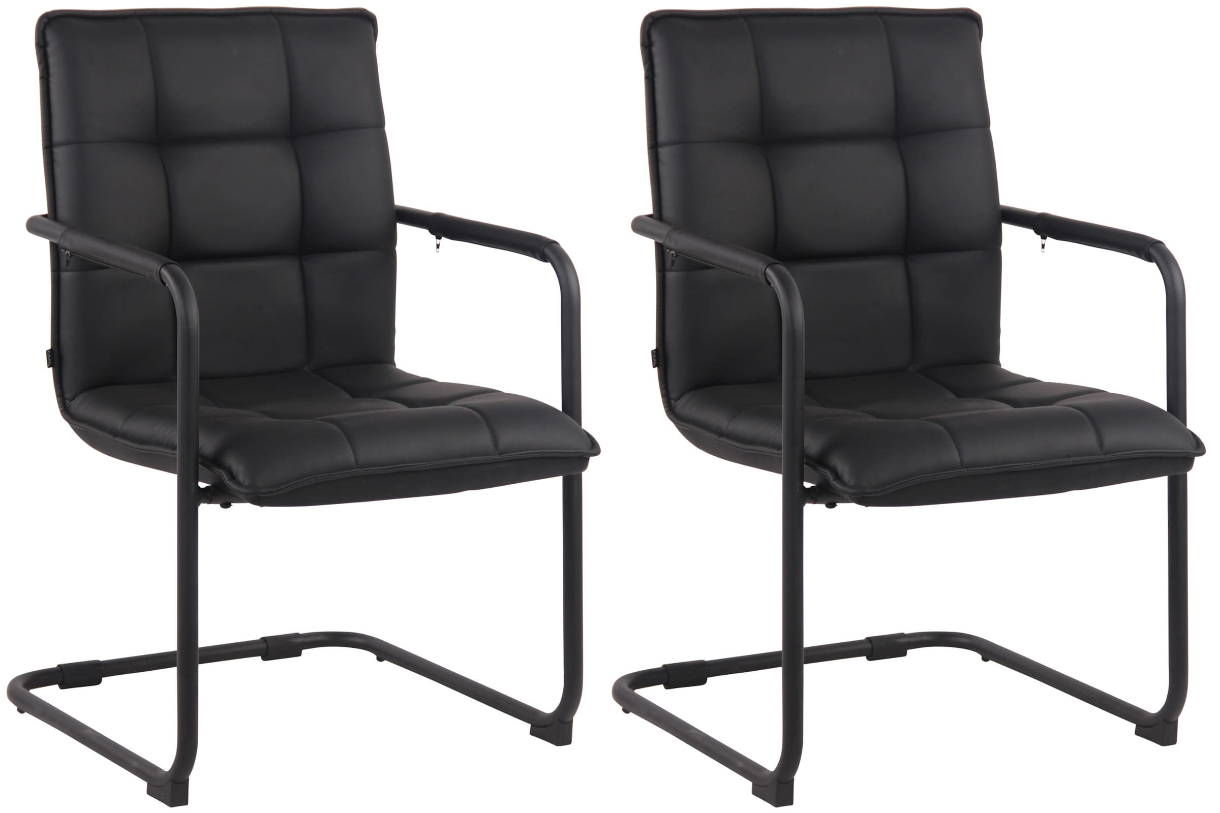 2er Set Besucherstühle Gandia Kunstleder schwarz, schwarz