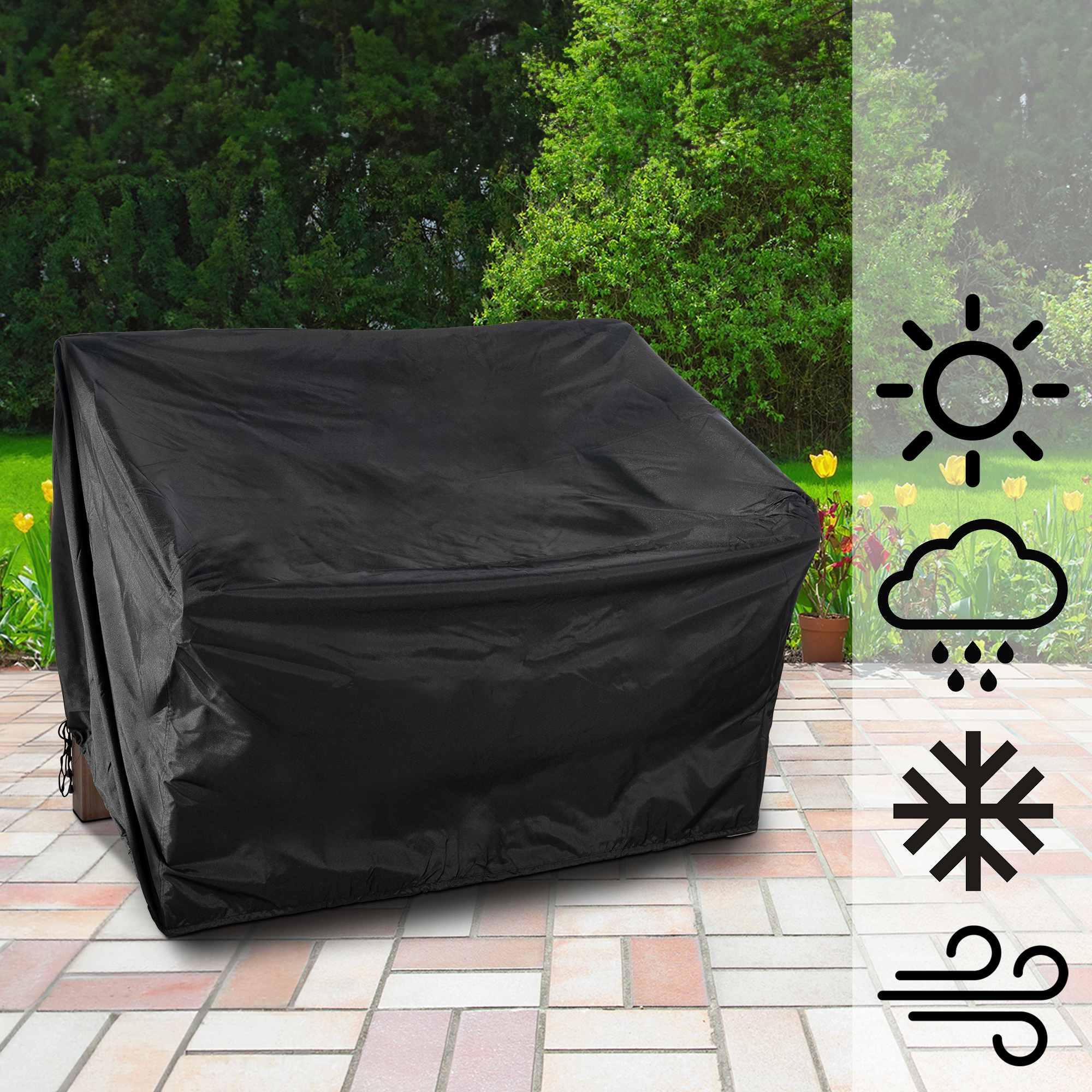 Abdeckhaube für 120cm Gartenbank, schwarz