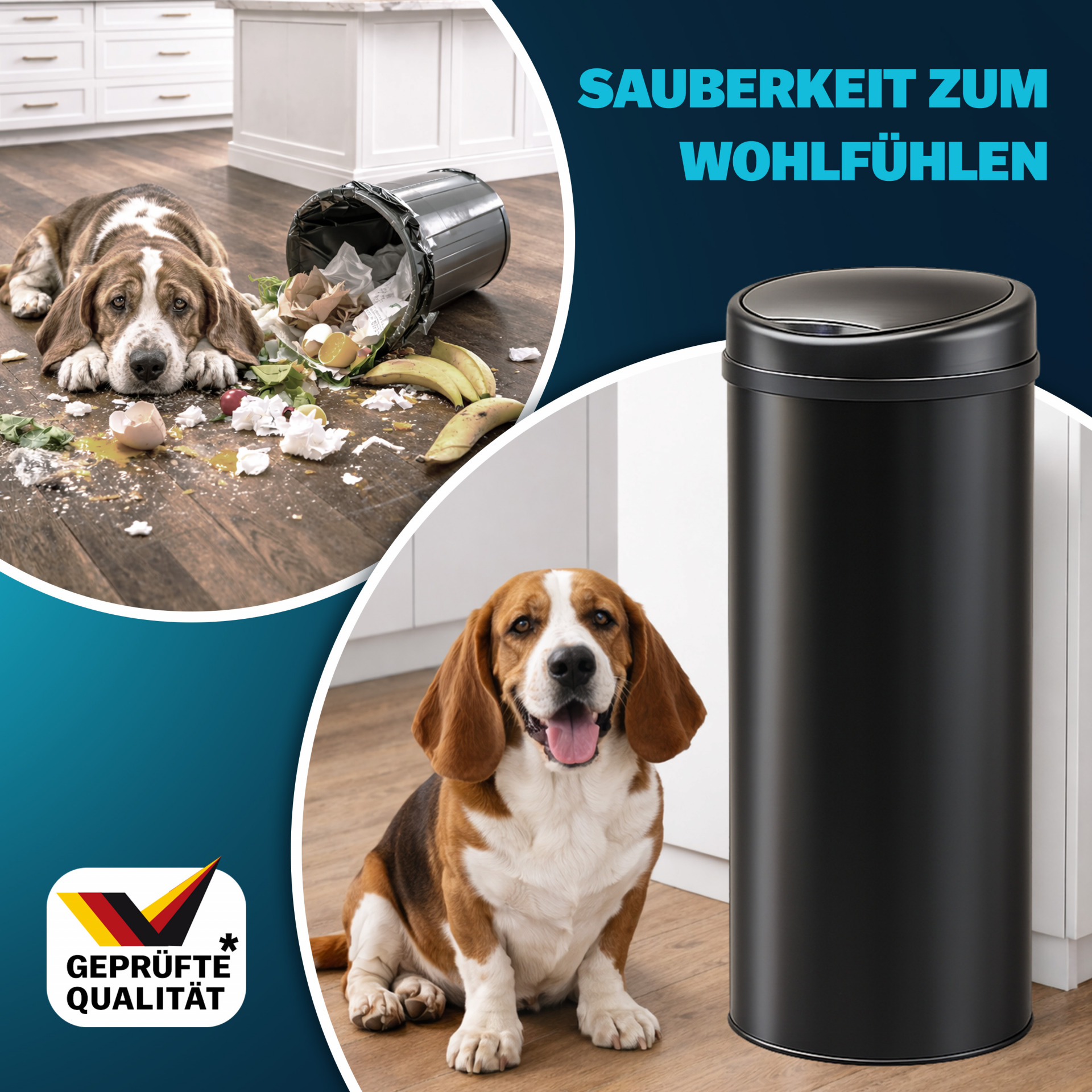 Sensor Mülleimer Schwarz Edelstahl 30L