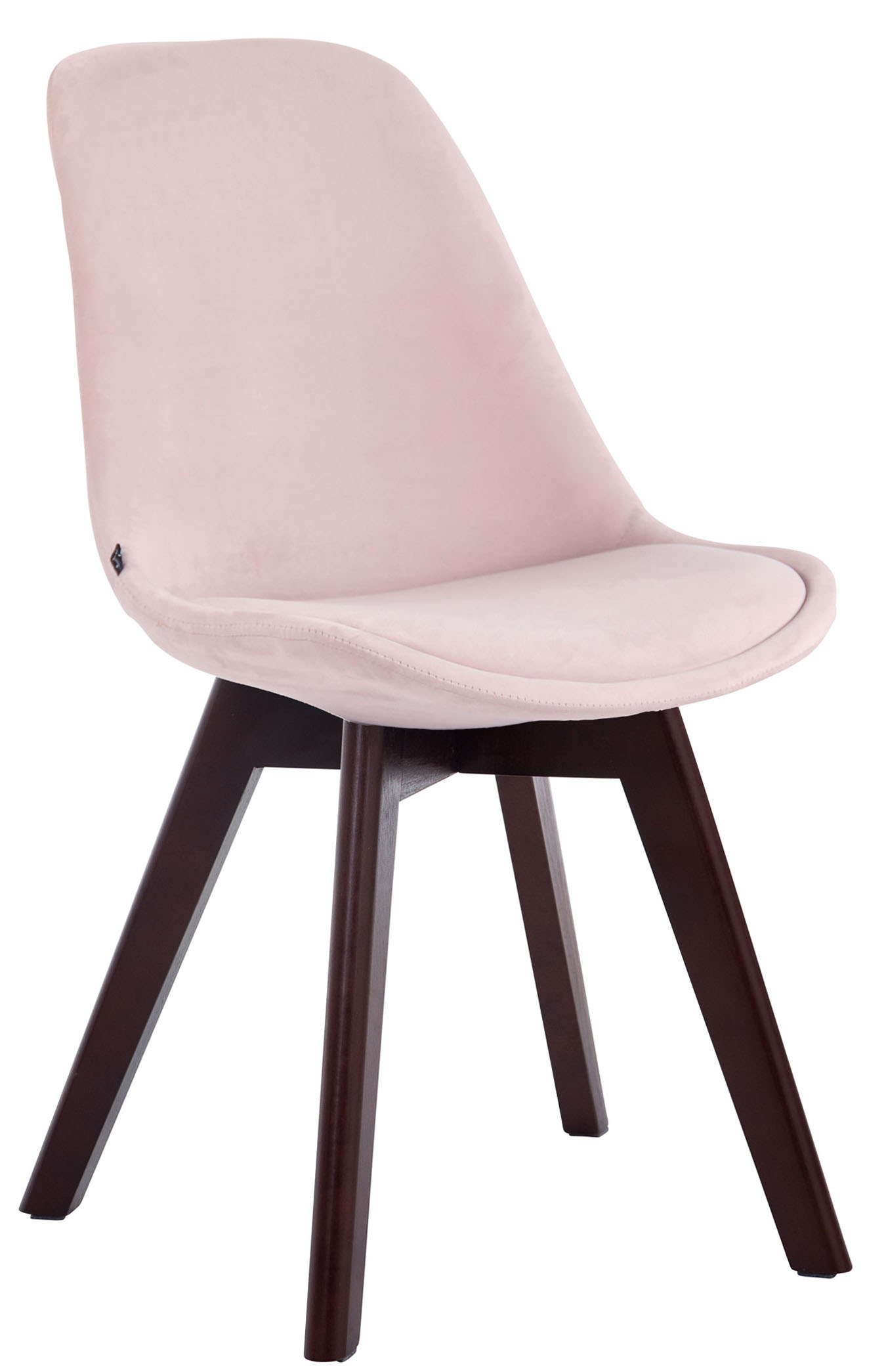 4er Set Besucherstühle Borneo V2 Samt walnuss, pink