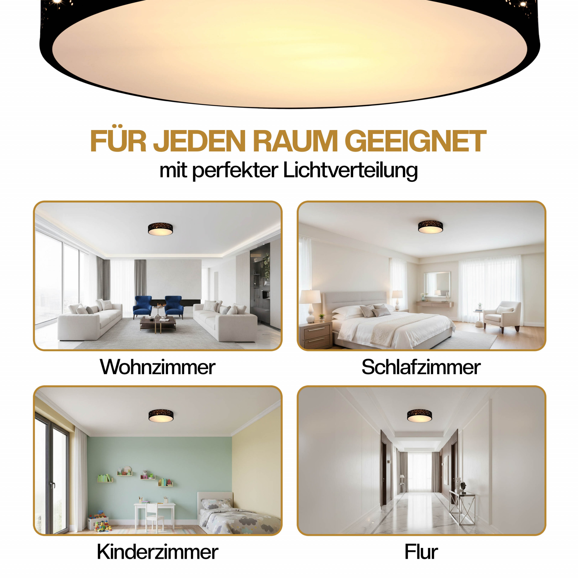 Deckenlampe Schwarz Stoff Ø30cm Sternenhimmel