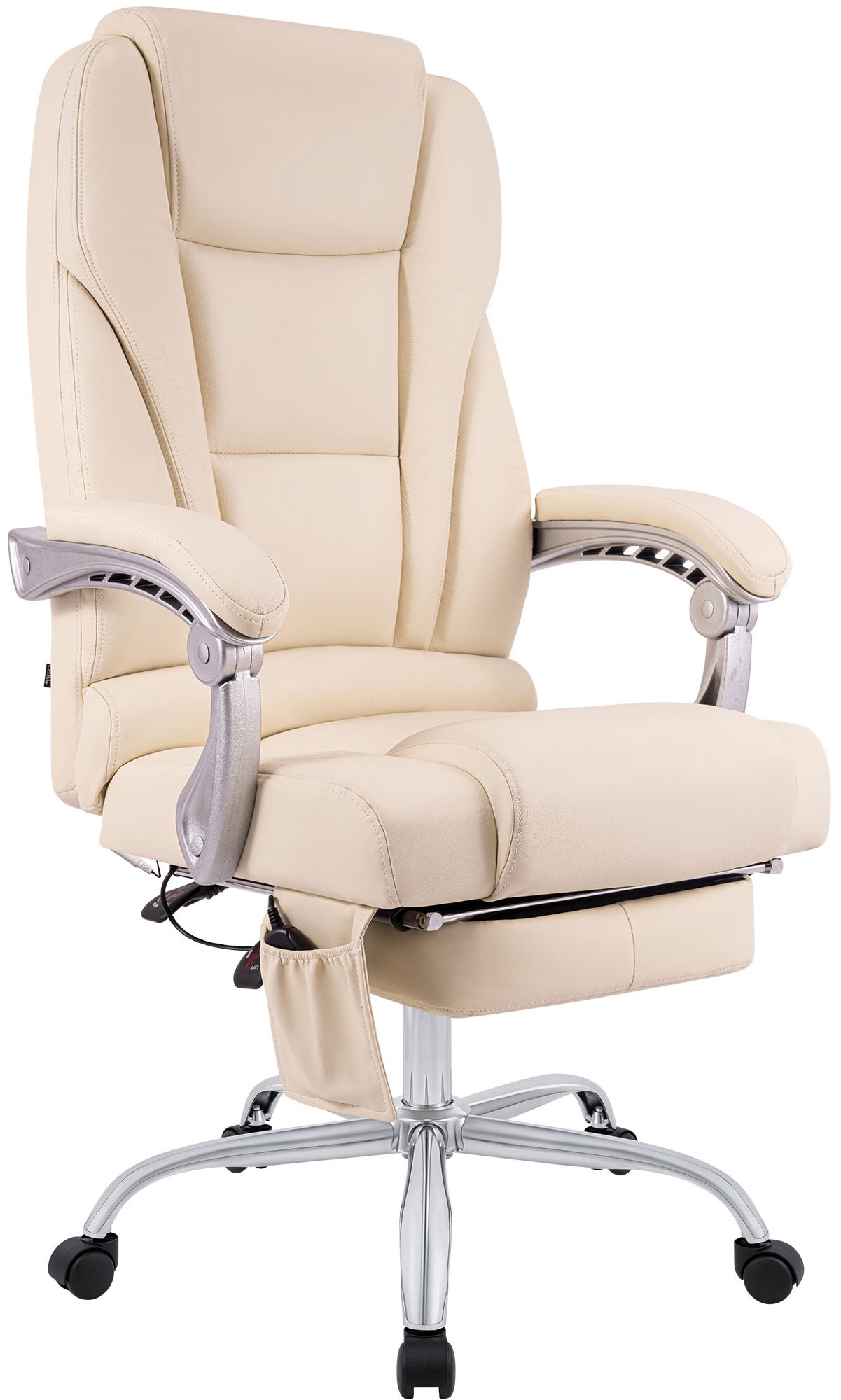 Bürostuhl Pacific Echtleder mit Massagefunktion, creme