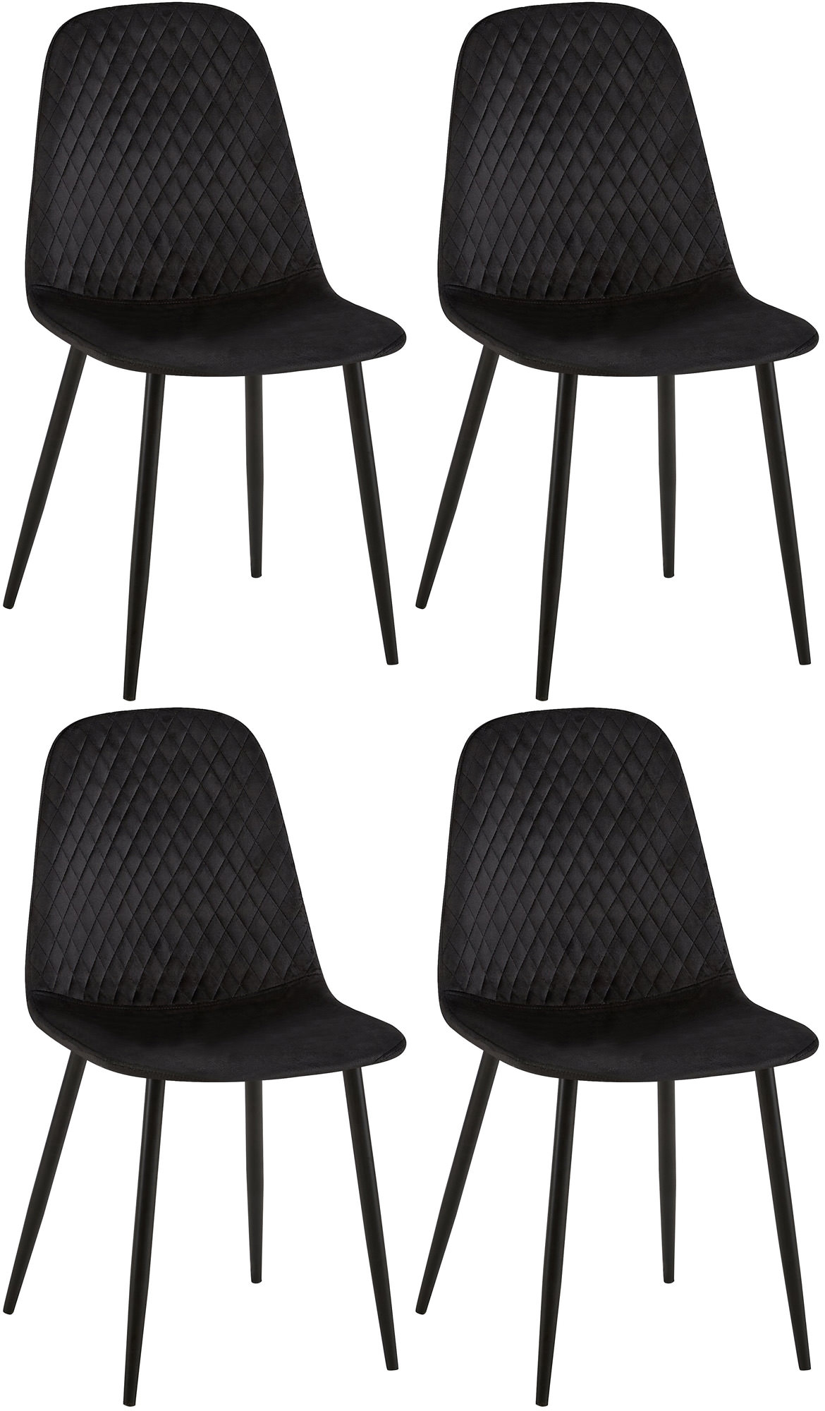 4er Set Stühle Giverny Samt, schwarz
