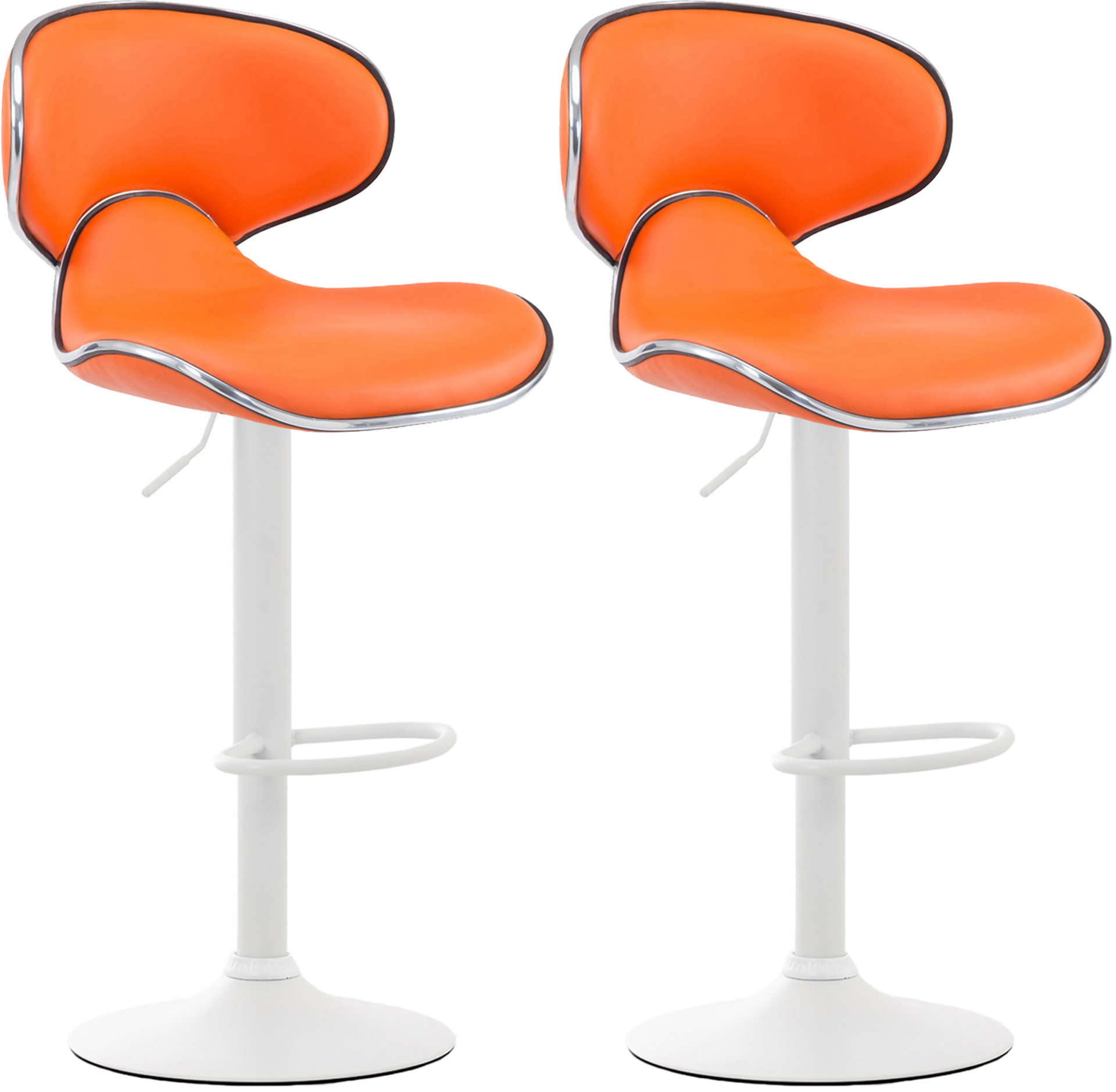 2er Set Barhocker Las Vegas V2 Kunstleder weiß, orange
