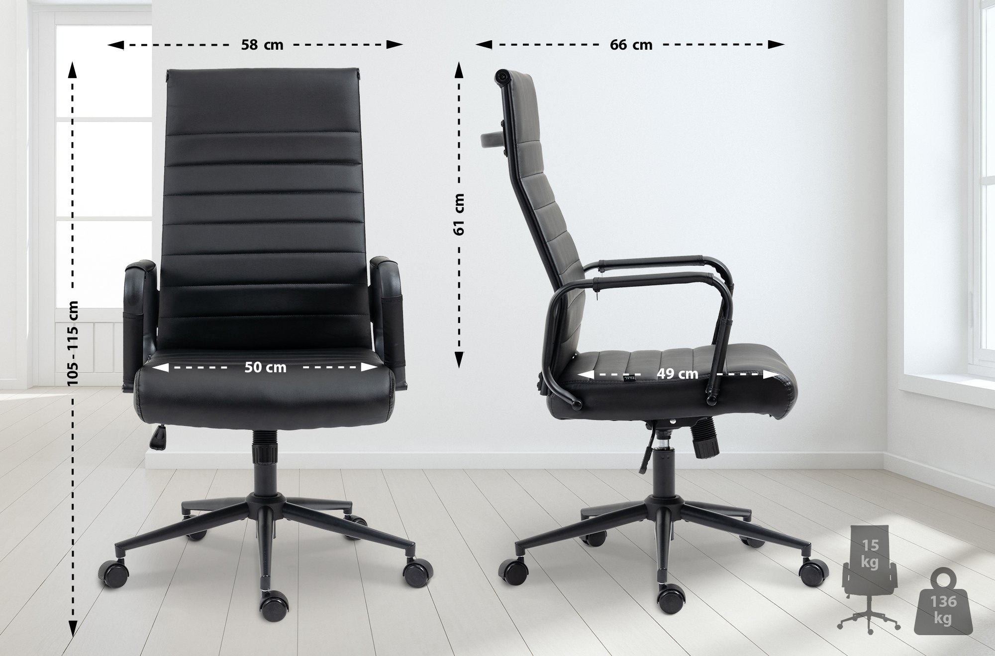 Bürostuhl Kolumbus, schwarz/schwarz