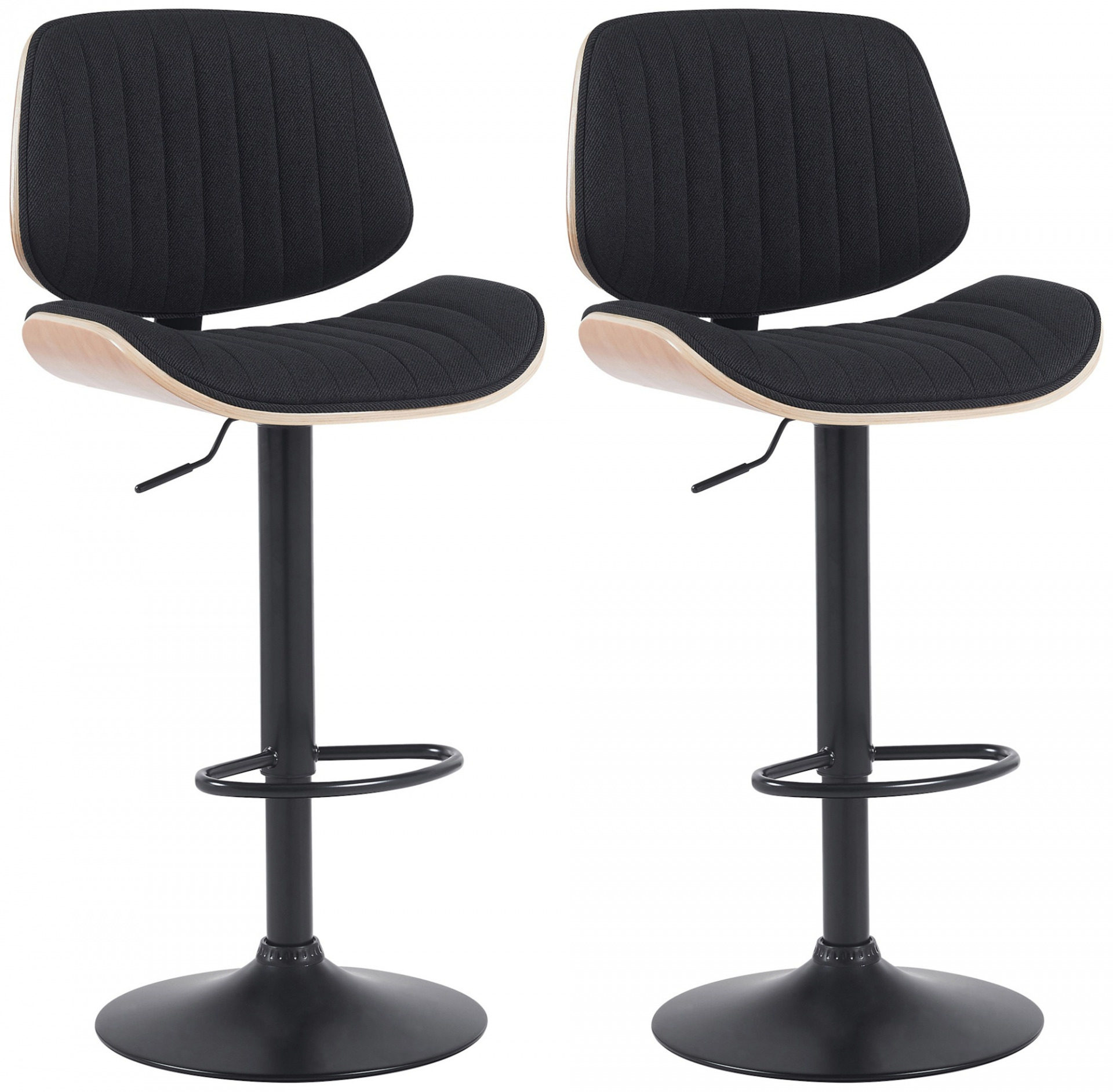 2er Set Barhocker Clawson Stoff schwarz, natura/schwarz