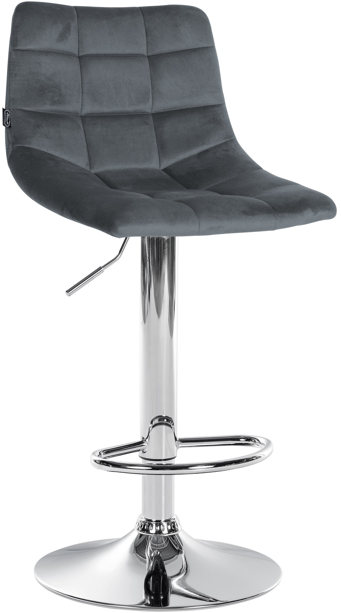 Barhocker Jerry Samt chrom, dunkelgrau