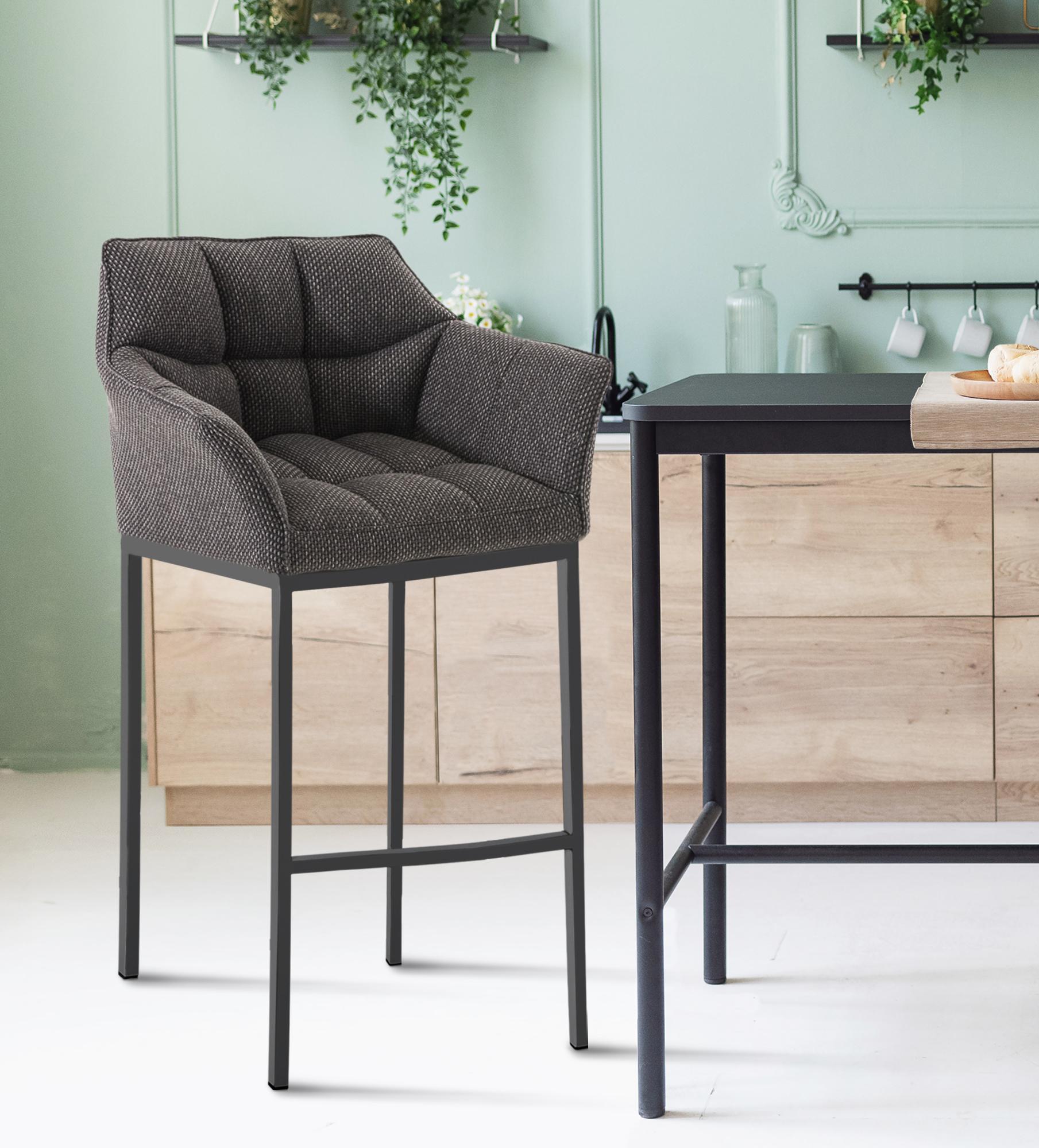 Barhocker Damaso B Stoff mit 4-Fuß Gestell, titangrau