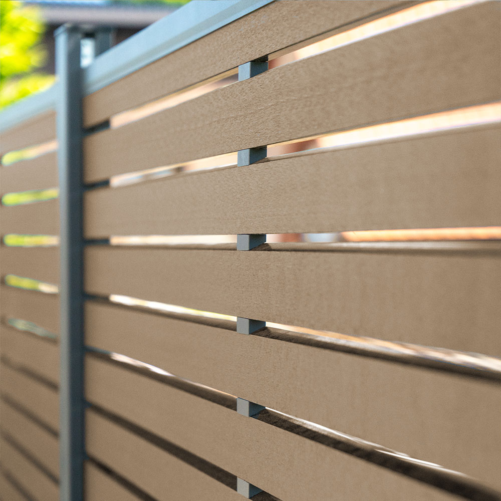 WPC Sichtschutzzaun ALIRA Teak - 2 x Element + 3 x Pfosten