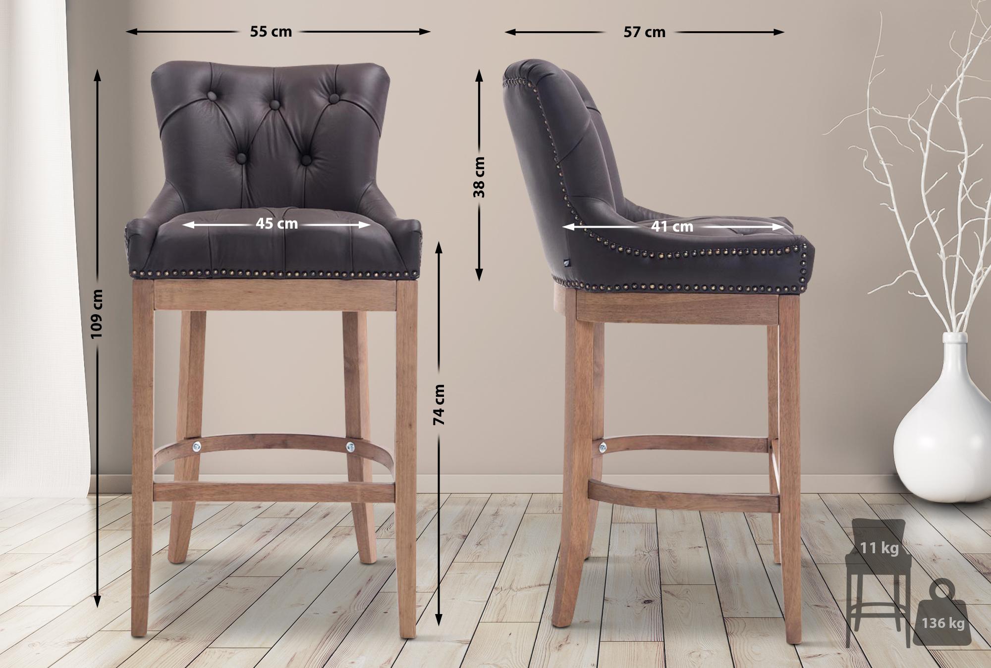 Barhocker Lakewood Echtleder, Antik-hell, braun