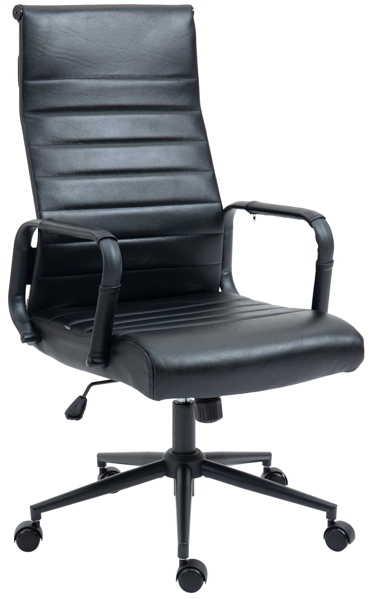 Bürostuhl Kolumbus Echtleder, schwarz/schwarz
