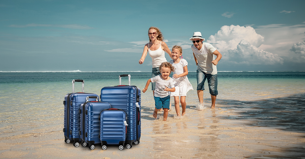 Hartschalenkoffer Set 4-tlg mit Zubehör Rollen 360º Blau ABS