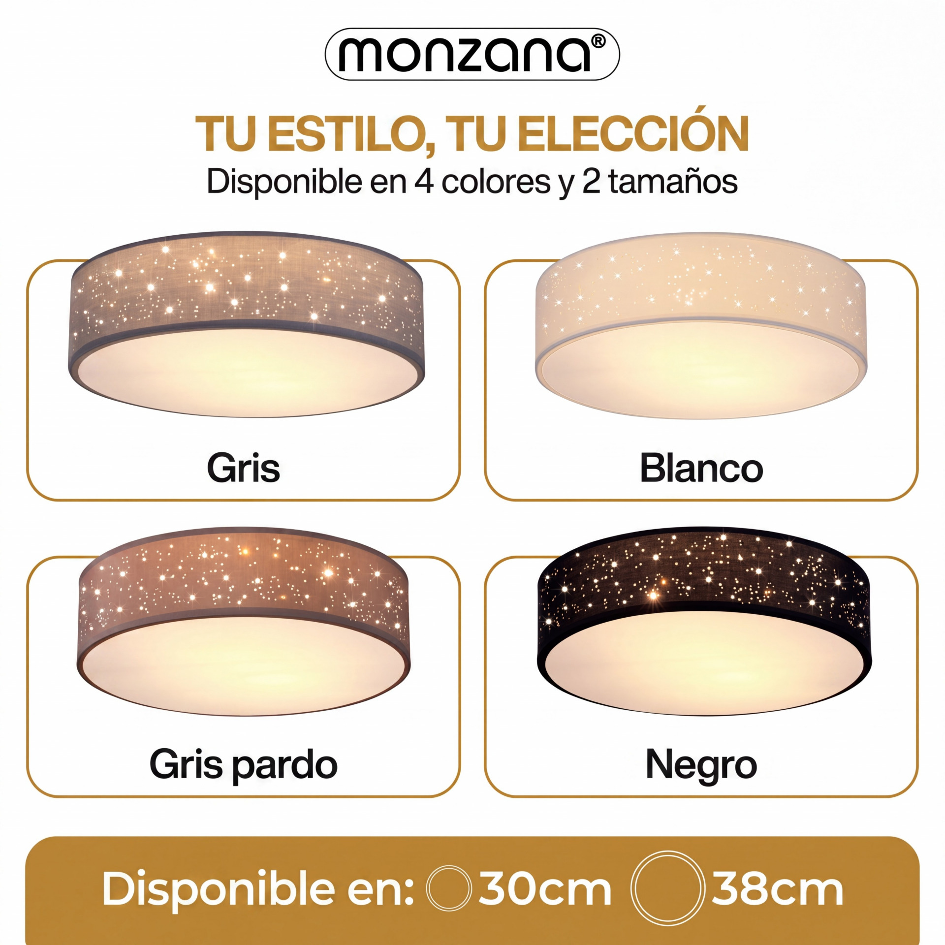 Deckenlampe Taupe Stoff Ø38cm Sternenhimmel