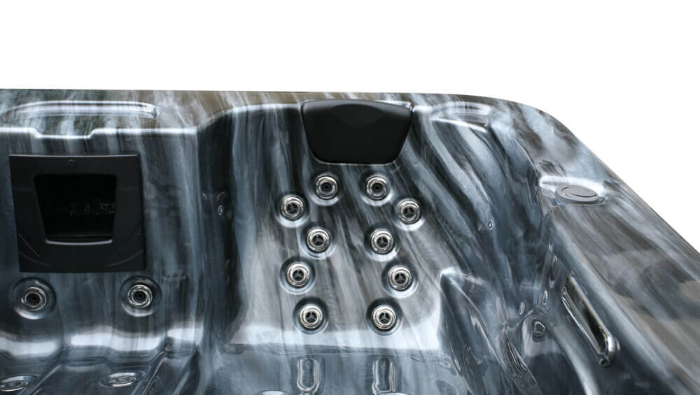 Outdoor Whirlpool BLACK MARBLE - Mit Treppe und Thermoabdeckung