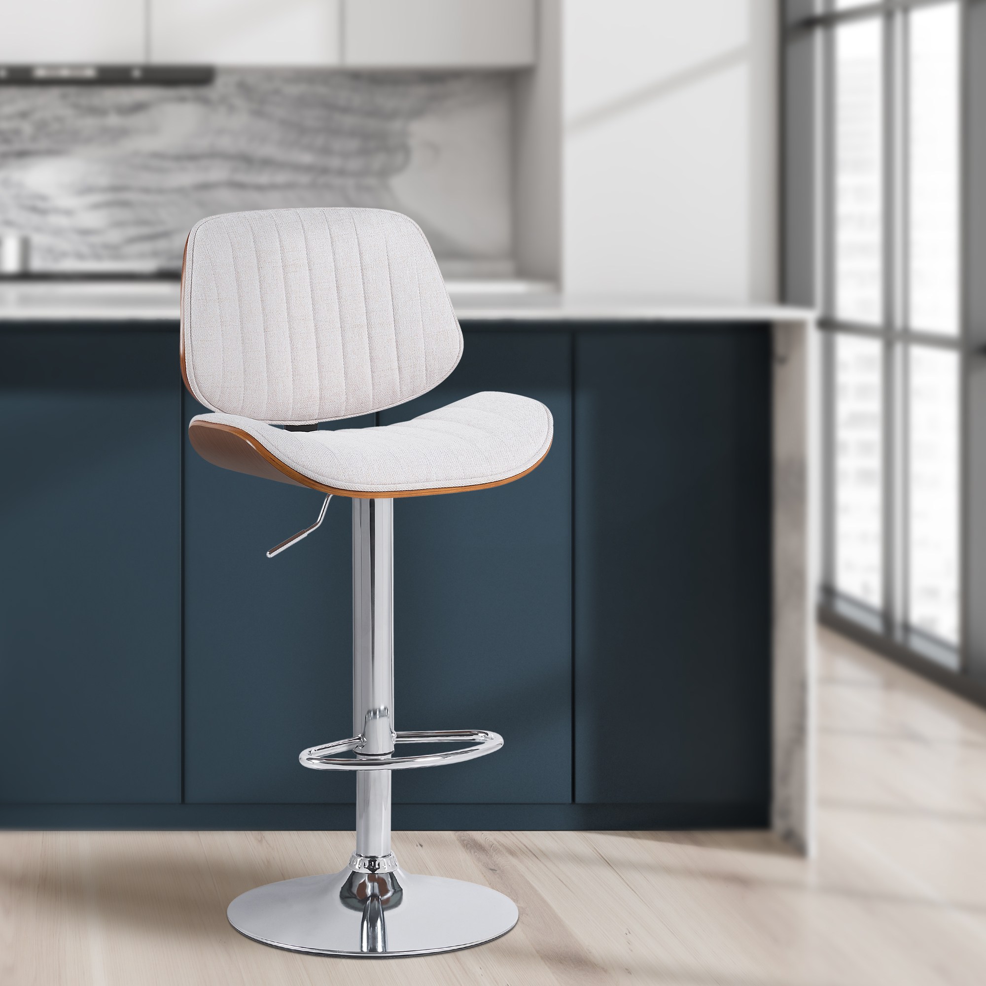 Barhocker Clawson Stoff chrom, walnuss/creme