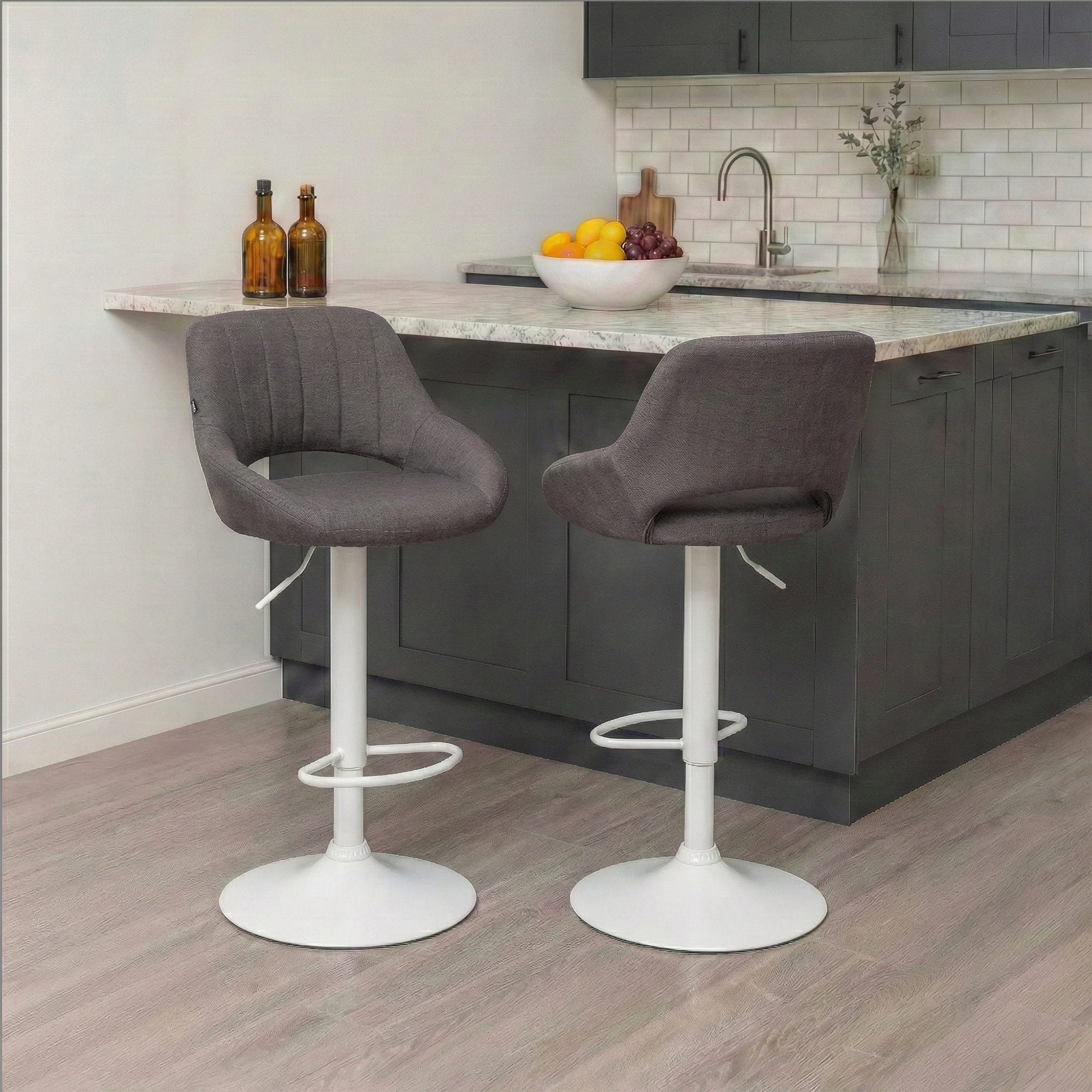 2er Set Barhocker Milet Stoff W, dunkelgrau