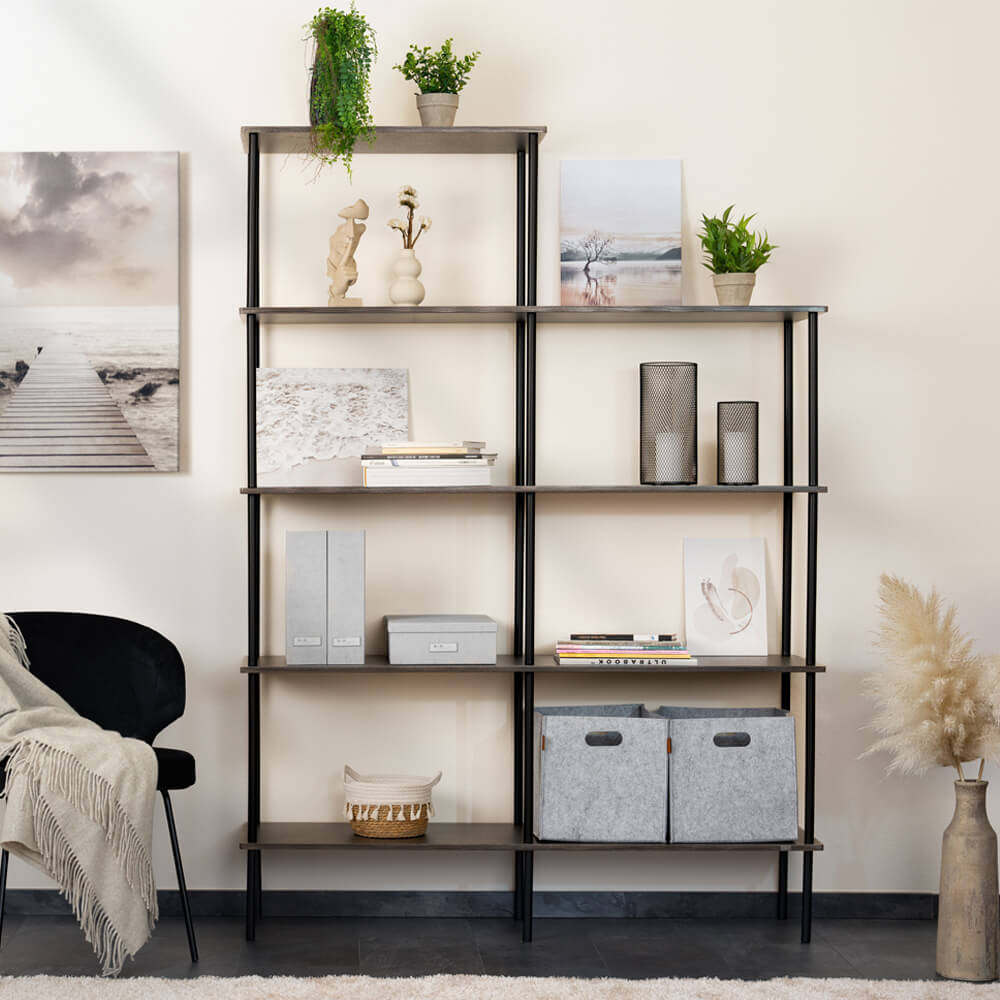 Regal INDU Dark Oak - (L x B x H): 140 x 35 x 196 cm