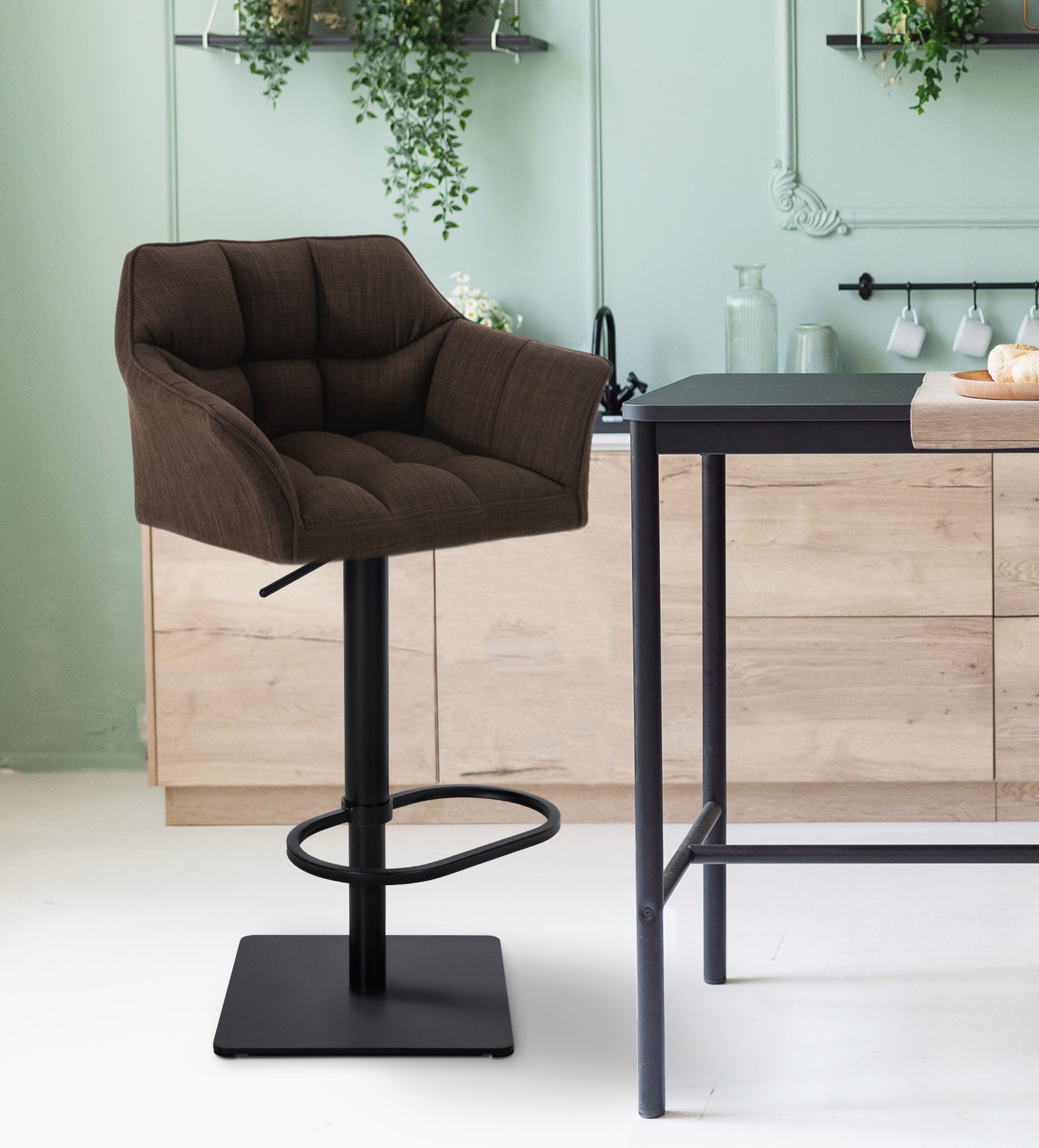 Barhocker Damaso B Stoff, braun