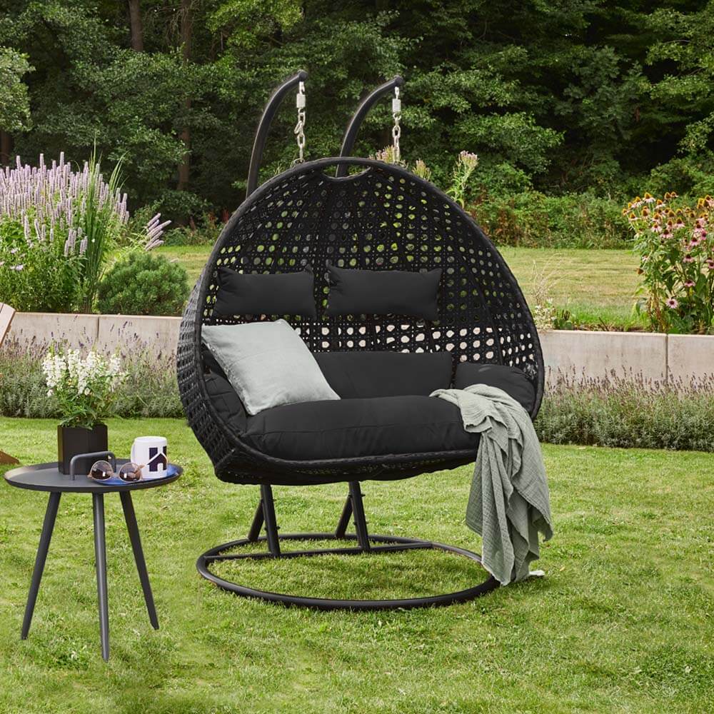 Polyrattan Hängesessel Kissen TWIN - Schwarz