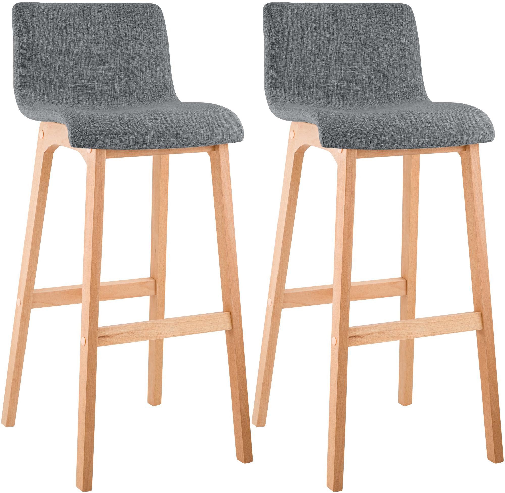 2er Set Barhocker Hoover Stoff Natura, hellgrau