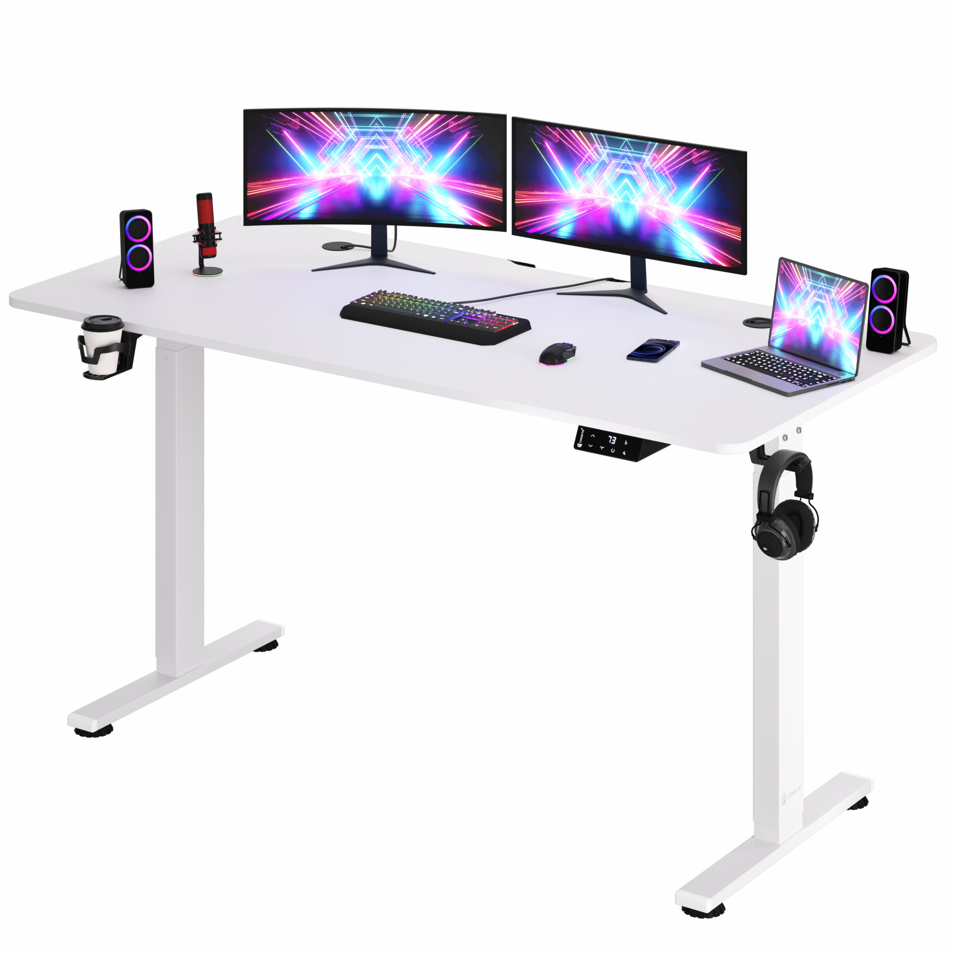 Höhenverstellbarer Schreibtisch Weiß 140x60x73-118cm