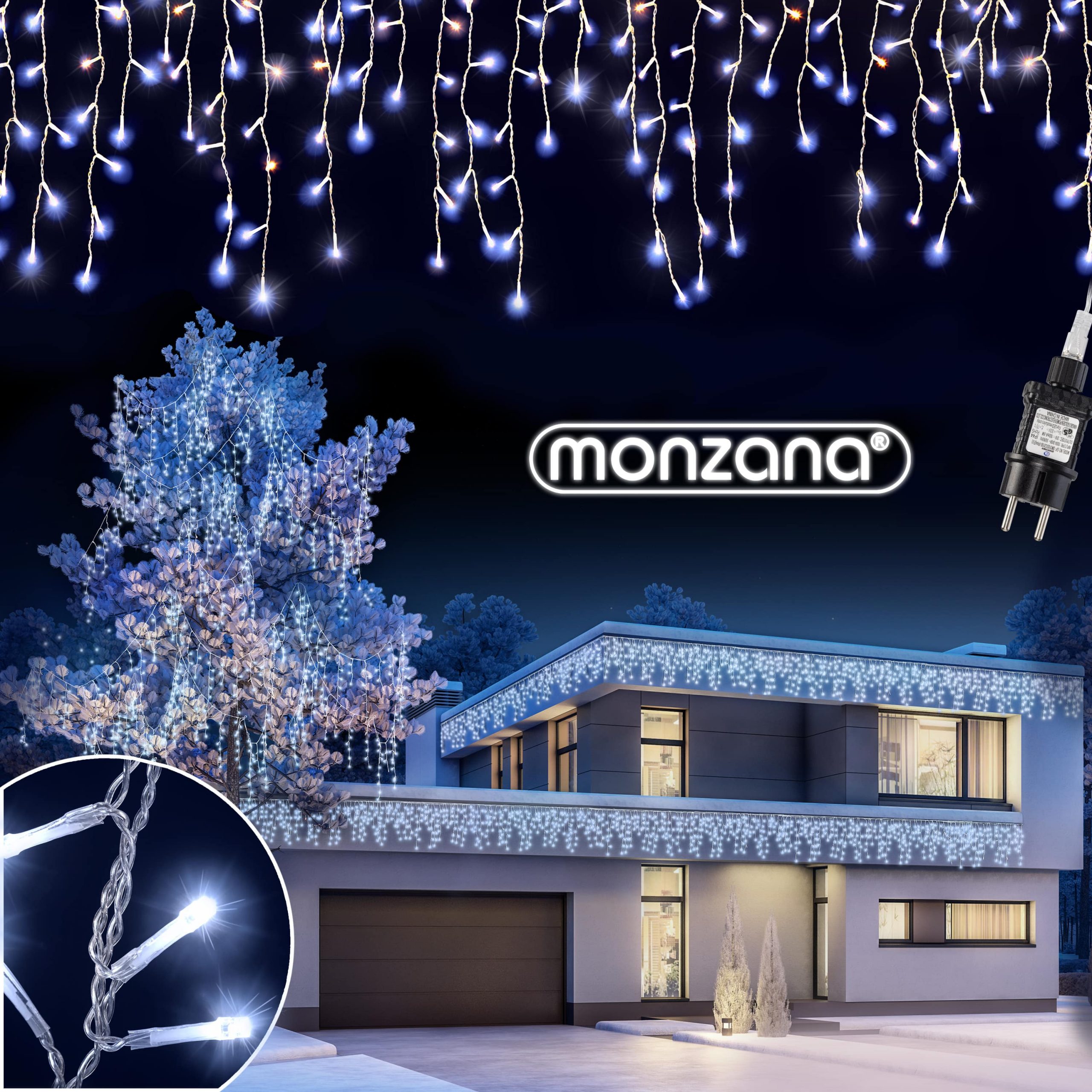 Regenlichterkette LED Weihnachten Kaltweiß 15m