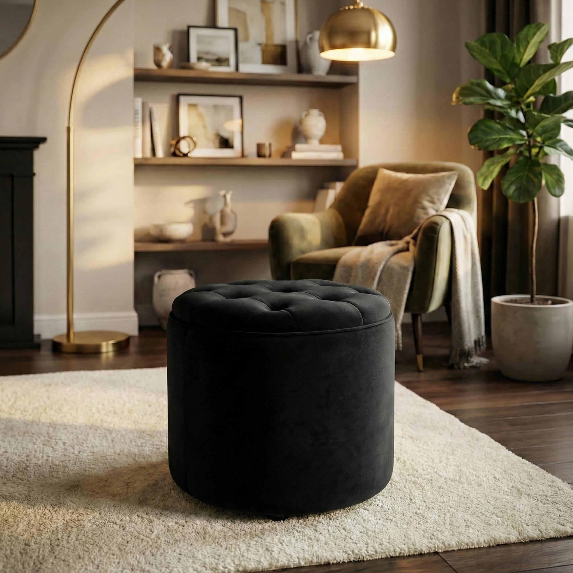 Sitzhocker Pantin Samt, schwarz