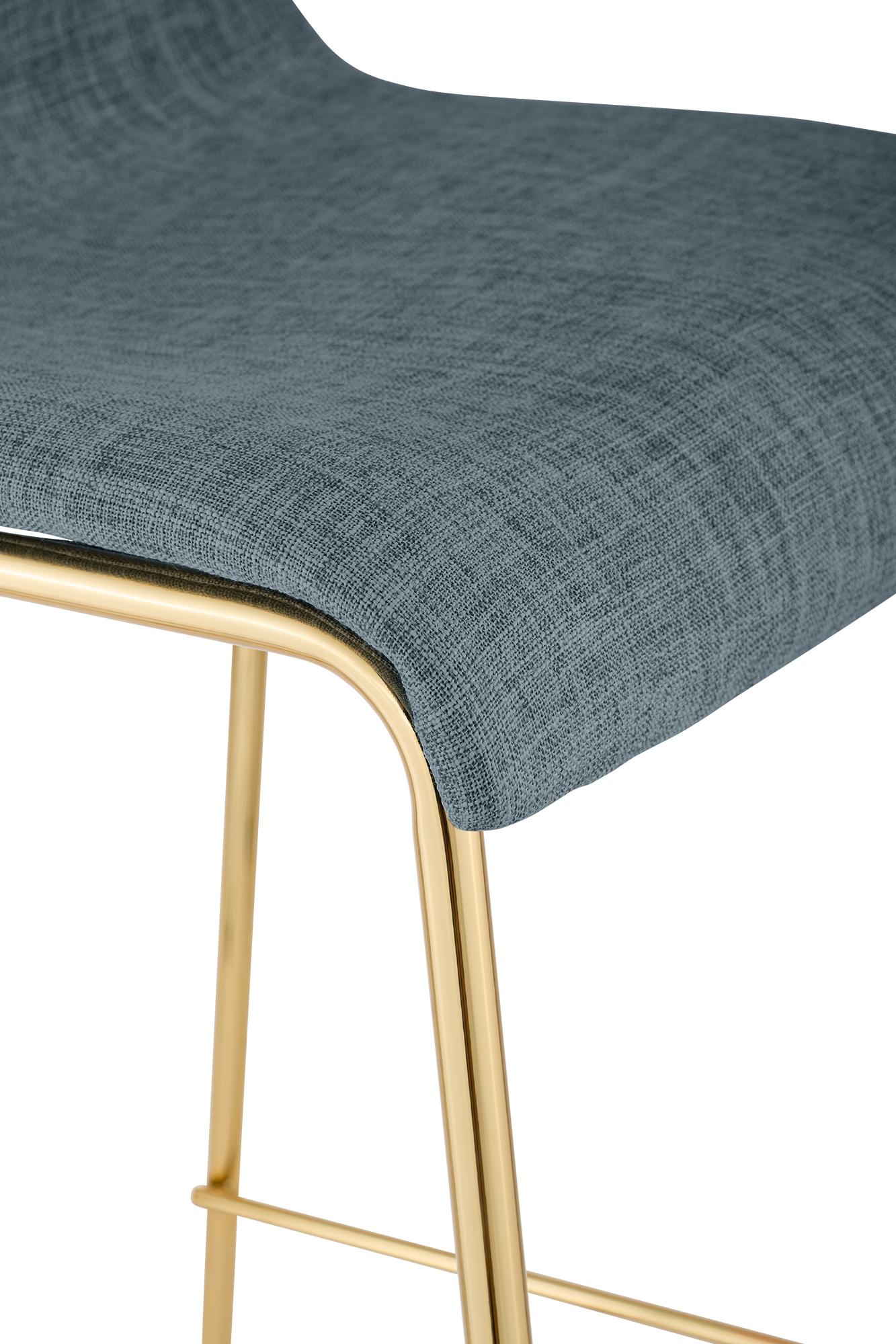 Barhocker Hoover Stoff 4-Fuß Gold, blau