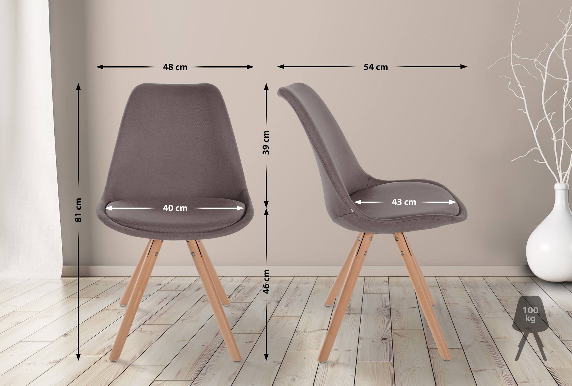 Stuhl Sofia Stoff Rund, taupe