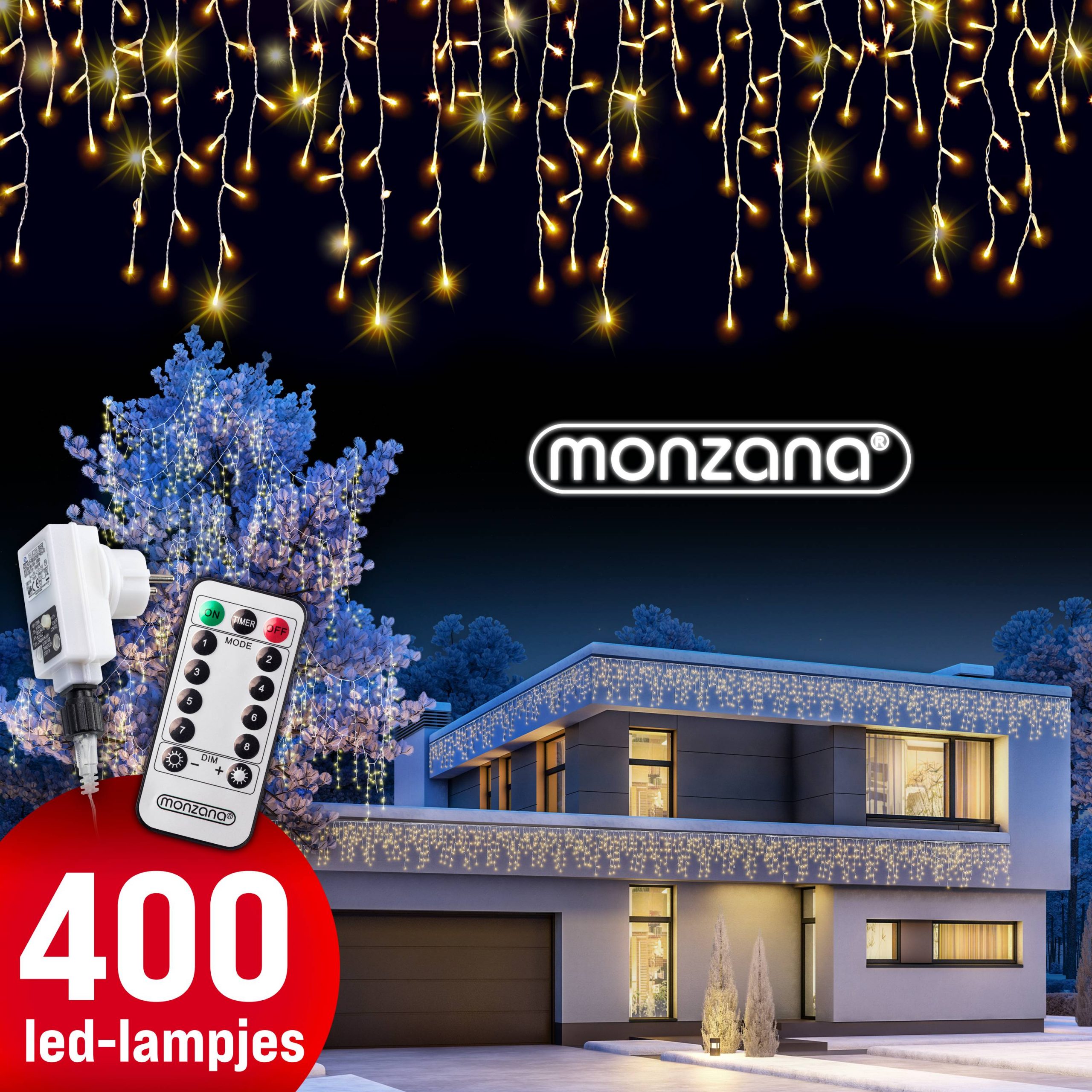 Regenlichterkette LED Warmweiß 15m Fernbedienung