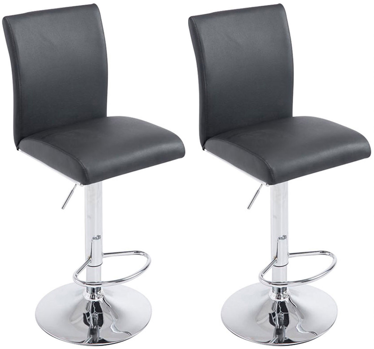 2er Set Barhocker Köln Kunstleder chrom, schwarz