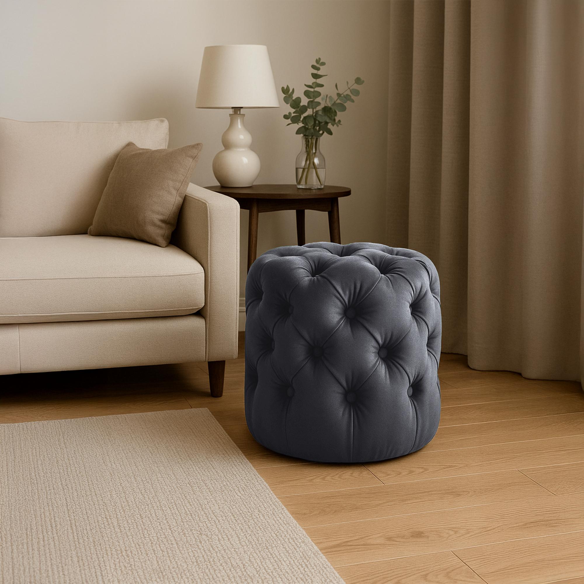 Sitzhocker Drancy Samt M, dunkelgrau