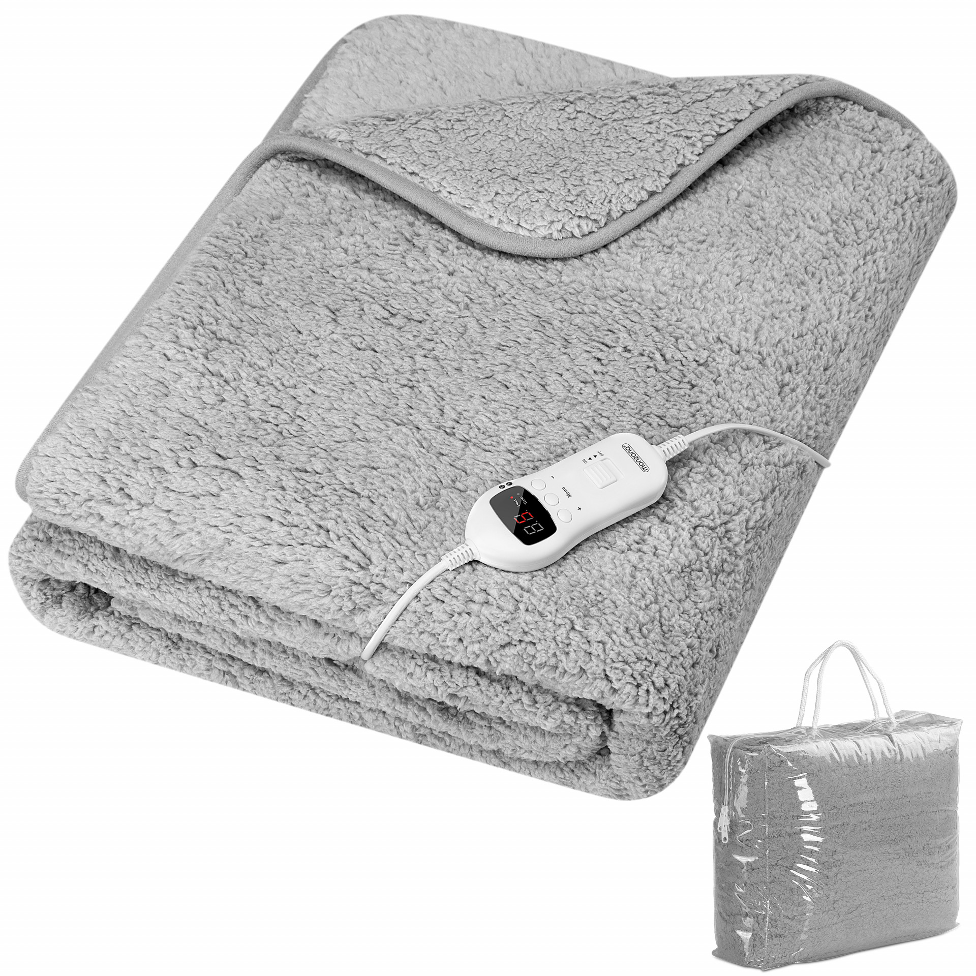 Heizdecke Fleece Grau 180x130cm