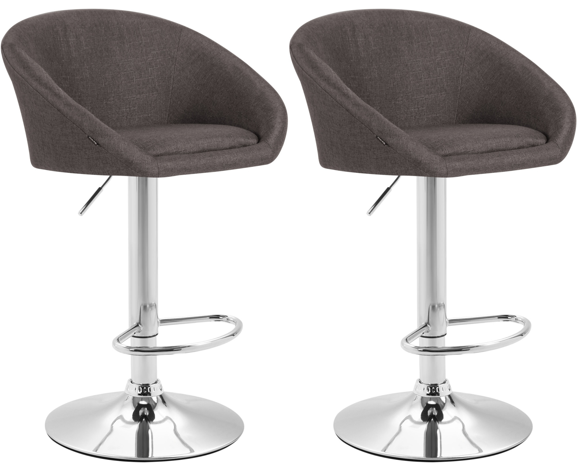 2er Set Barhocker Miami V2 Stoff chrom, dunkelgrau