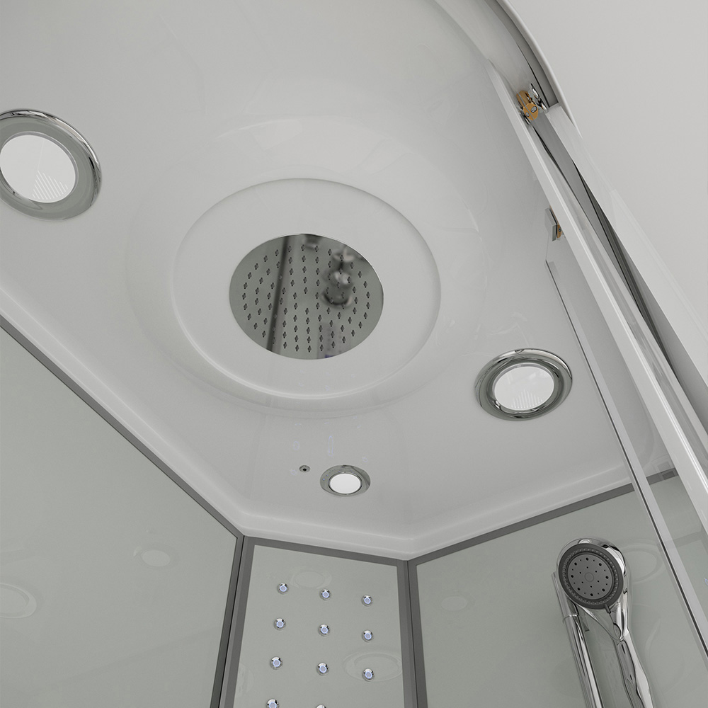 Duschkabine mit Wasserfall und Rückenmassage WHITE PEARL - 120 x 80 cm Links