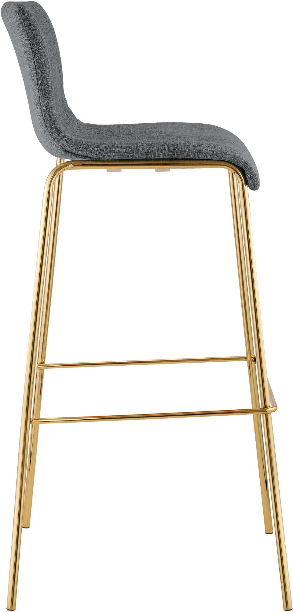 Barhocker Hoover Stoff 4-Fuß Gold, hellgrau