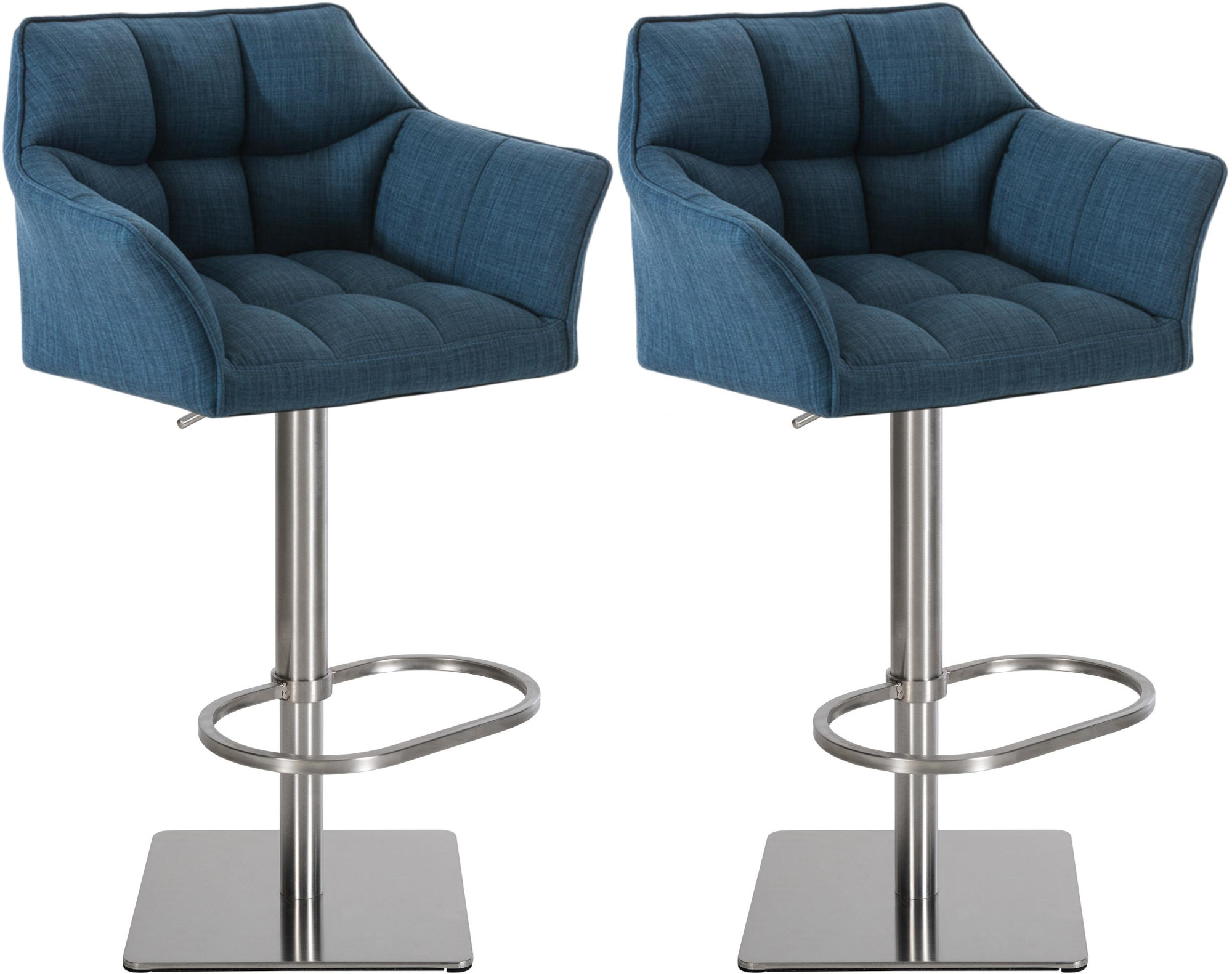 2er Set Barhocker Damaso Stoff edelstahl, blau