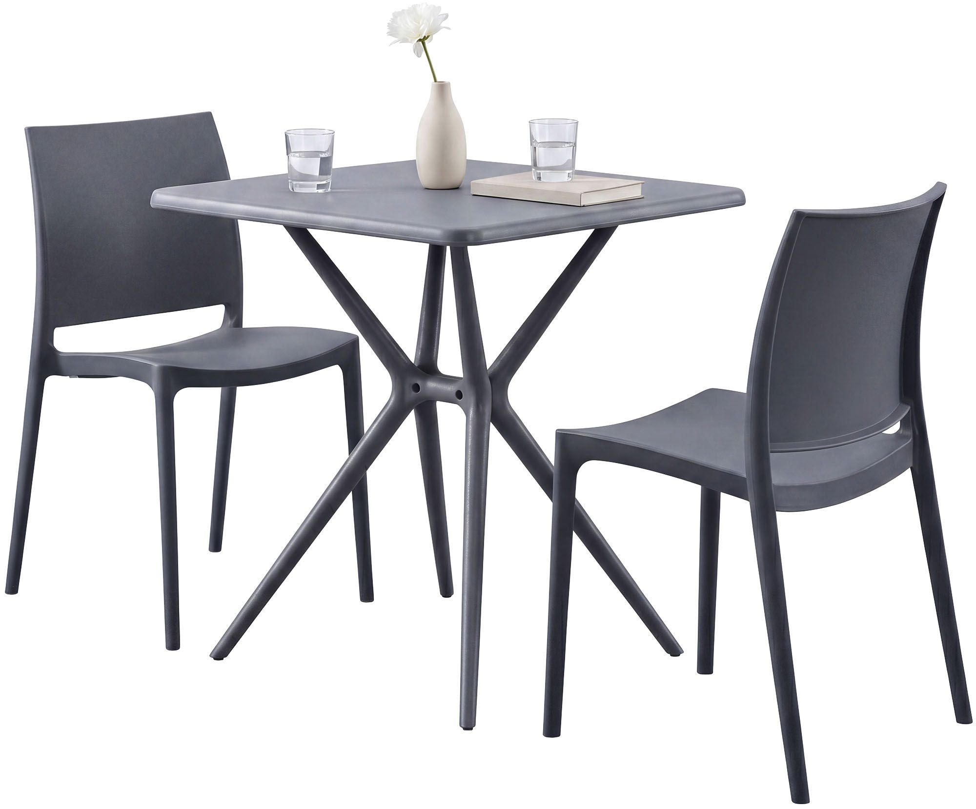Gartenmöbel-Set Amino mit 2 Stühlen, dunkelgrau