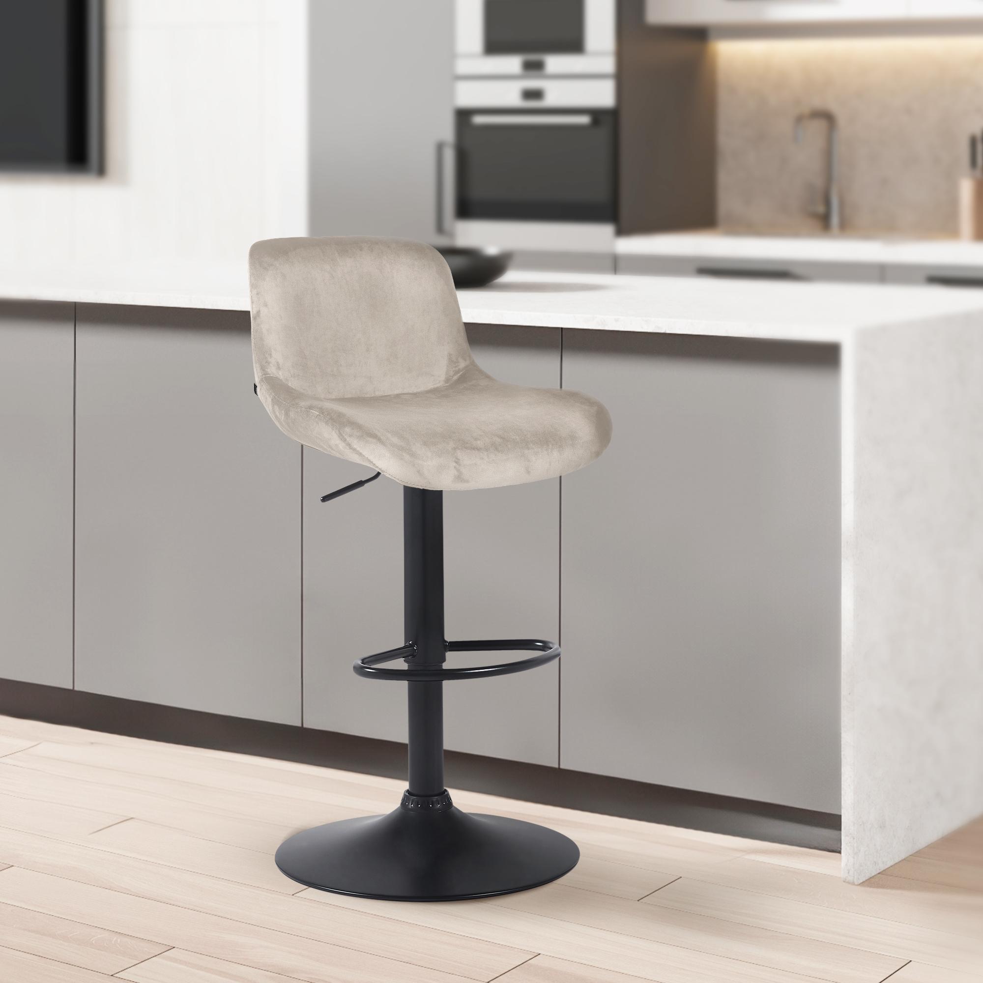 2er Set Barhocker Solon Schwarz Samt, creme