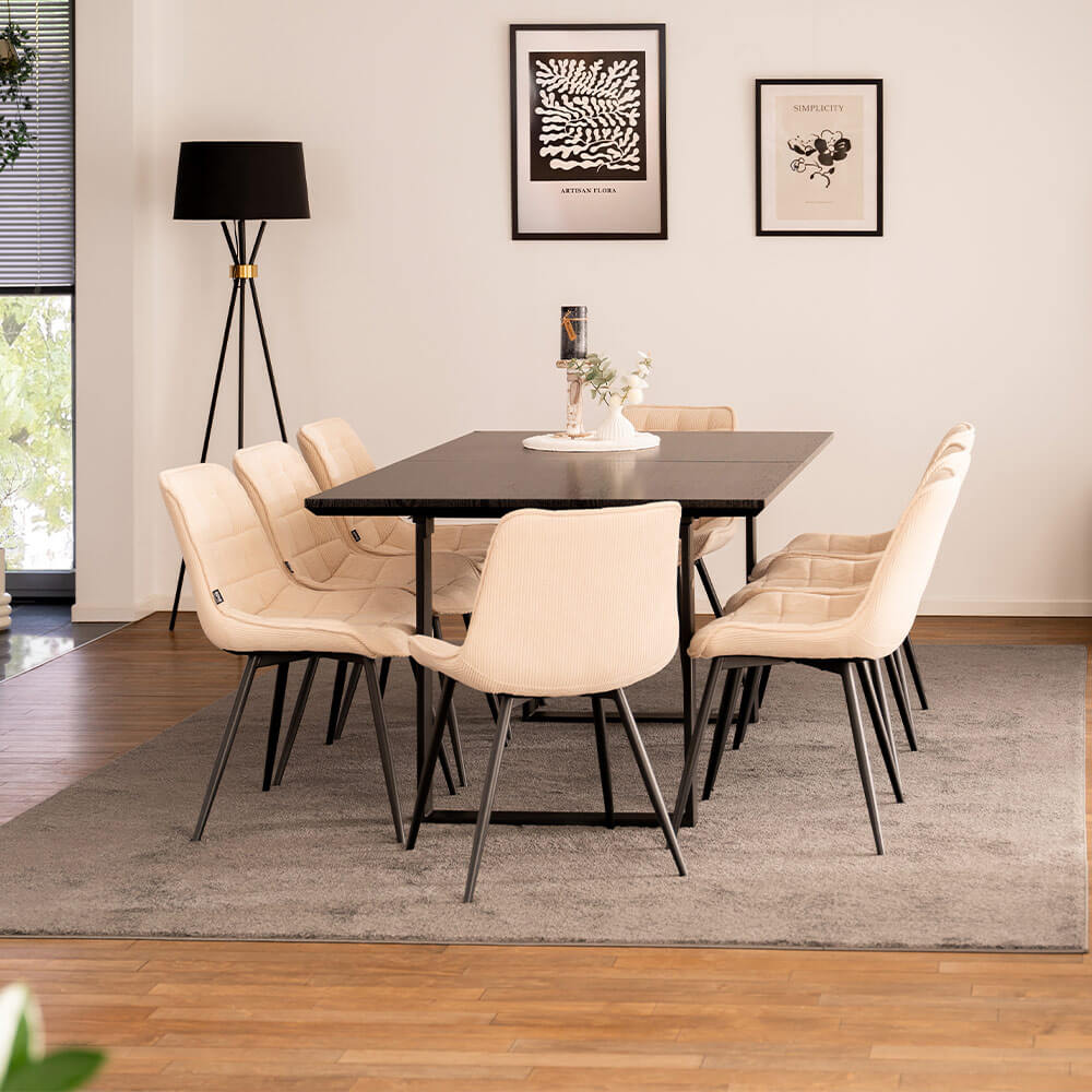 Esstisch Eckig Ausziehbar AVENCIA inkl. U-Fuß - 160-200 x 100 cm Dark Oak