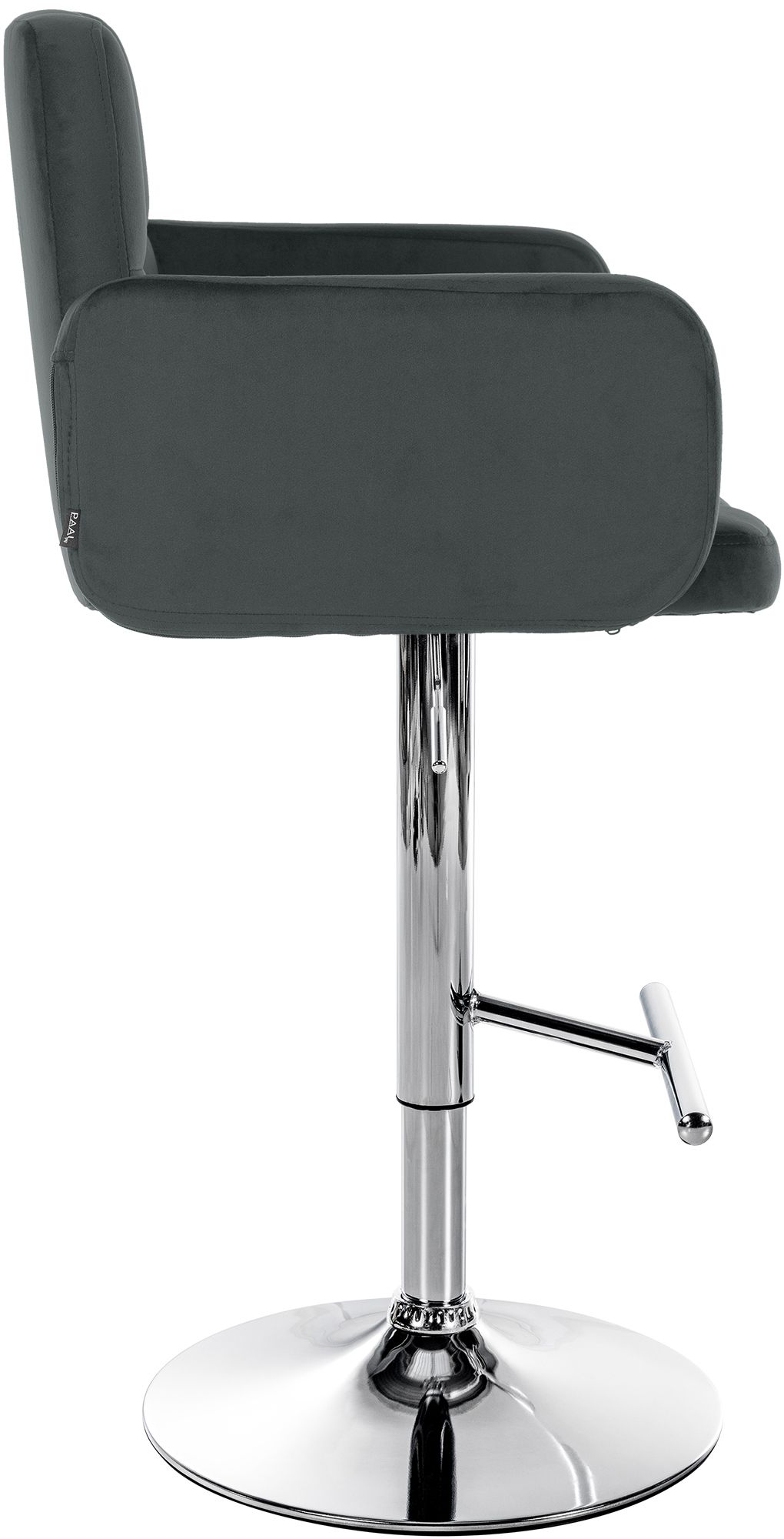 2er Set Barhocker Los Angeles Samt chrom, dunkelgrau